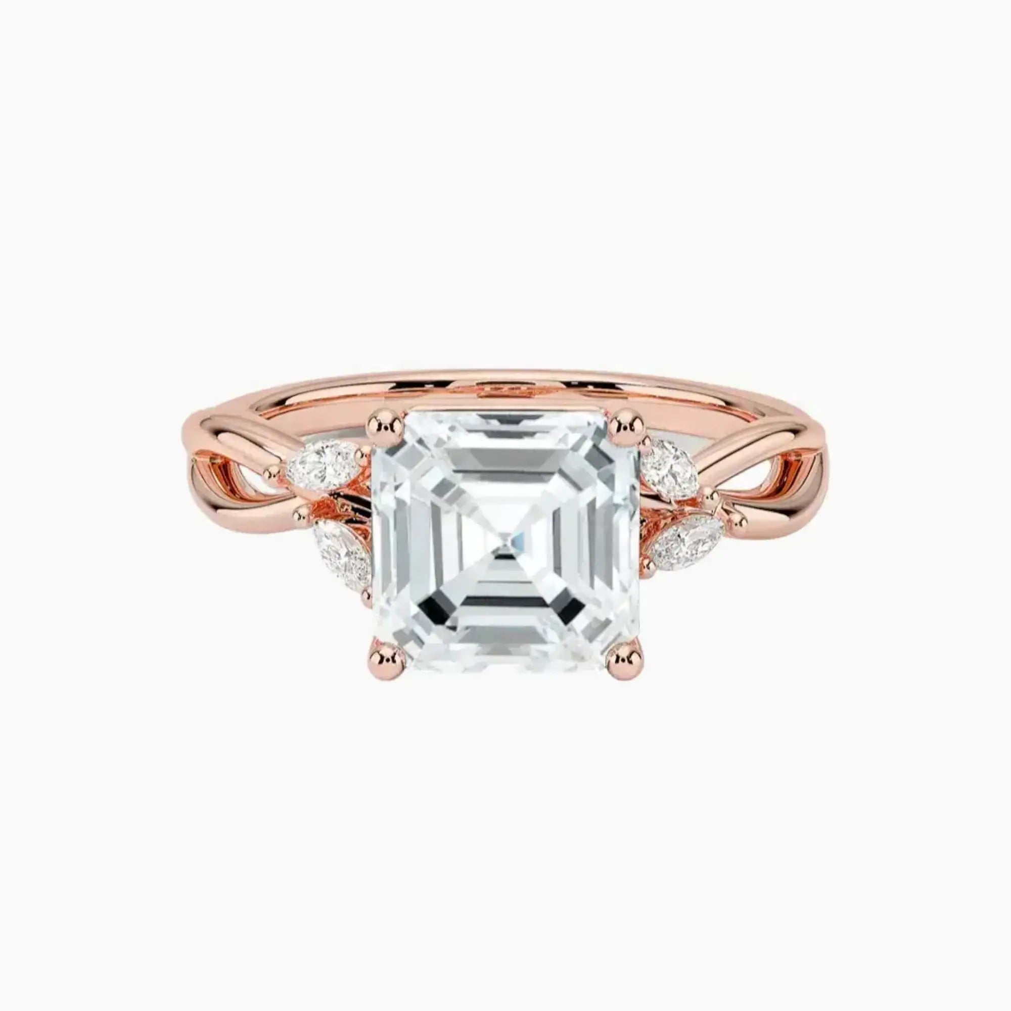 Amara Asscher Designer 2.5 Carat Lab Grown Diamond Engagement Ring in 14K White Gold