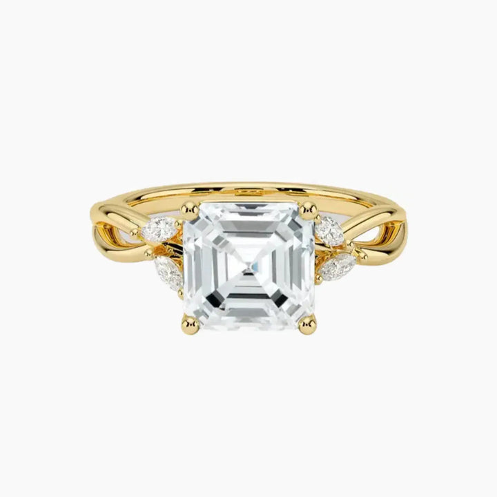Amara Asscher Designer 1.5 Carat Lab Grown Diamond Engagement Ring in 18K Yellow Gold