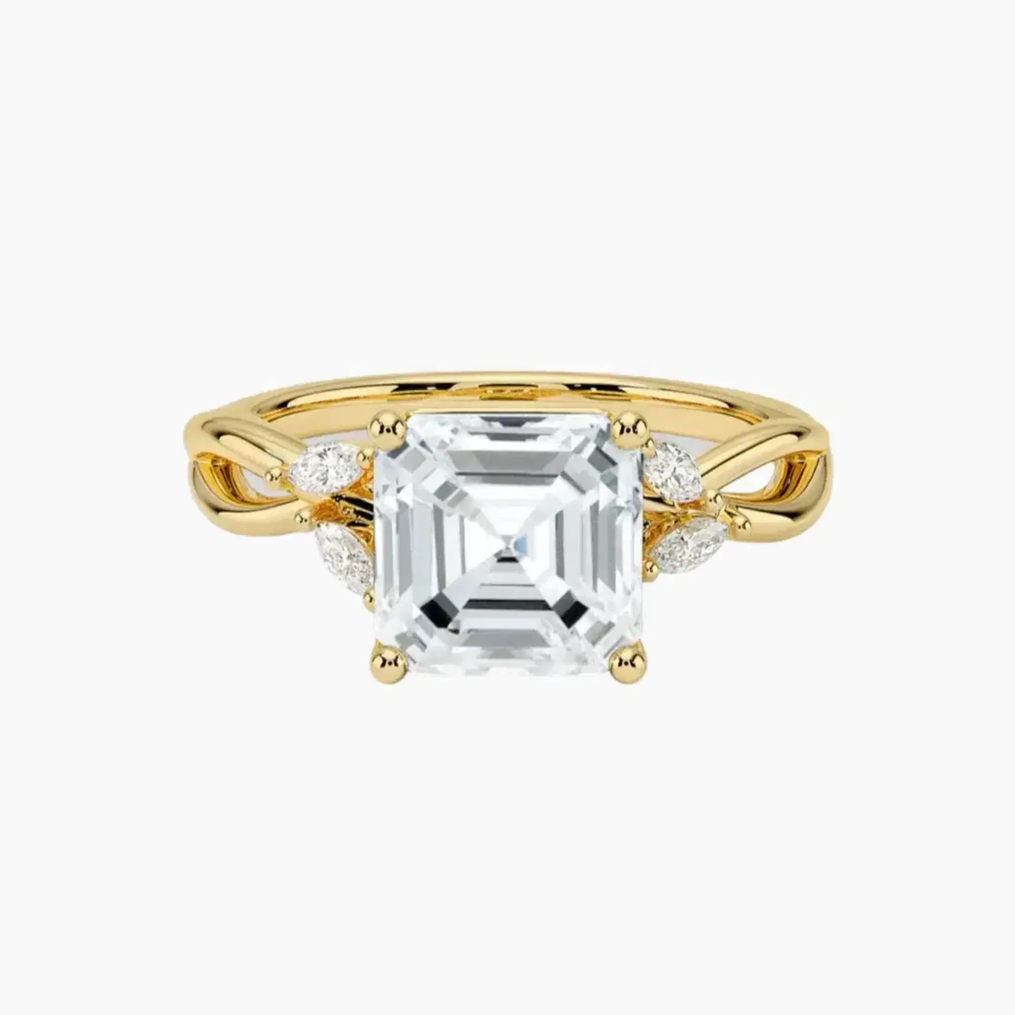 Amara Asscher Designer Diamond Ring Setting in 18K Rose Gold