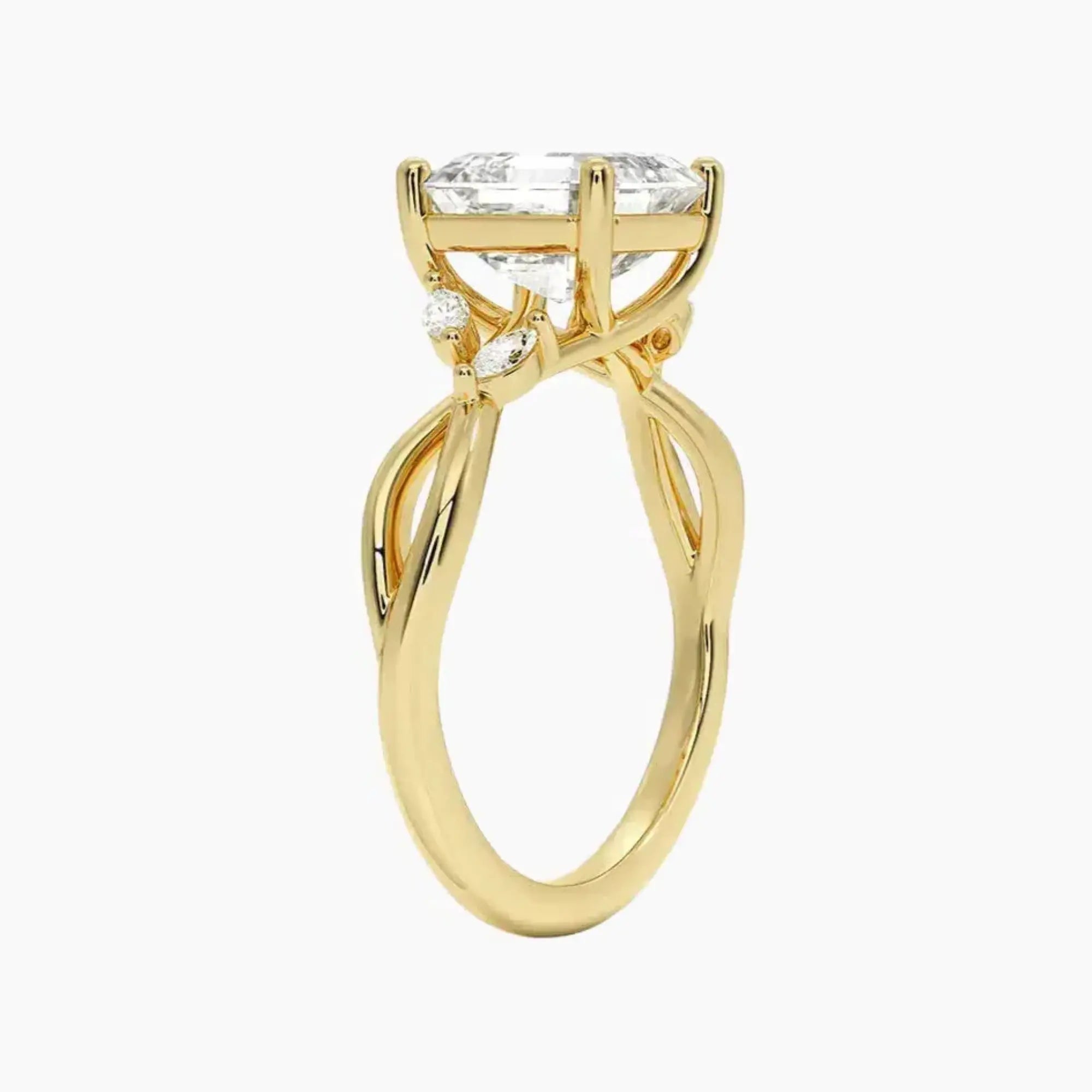 Amara Asscher Designer 1.5 Carat Lab Grown Diamond Engagement Ring in 18K Yellow Gold