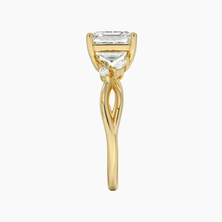 Amara Asscher Designer 2.5 Carat Lab Grown Diamond Engagement Ring in 14K Rose Gold