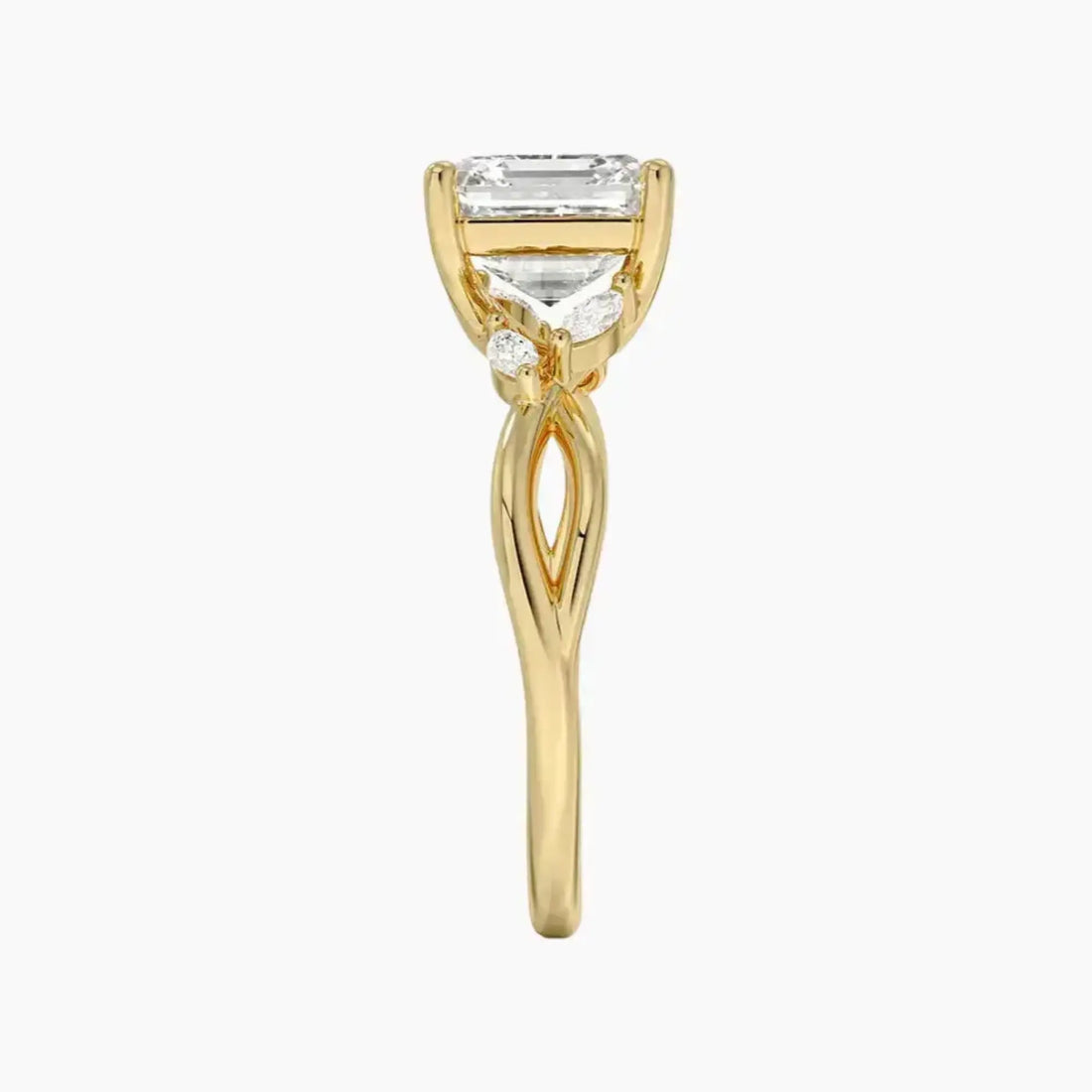 Amara Asscher Designer 1 Carat Lab Grown Diamond Engagement Ring in 18K Yellow Gold