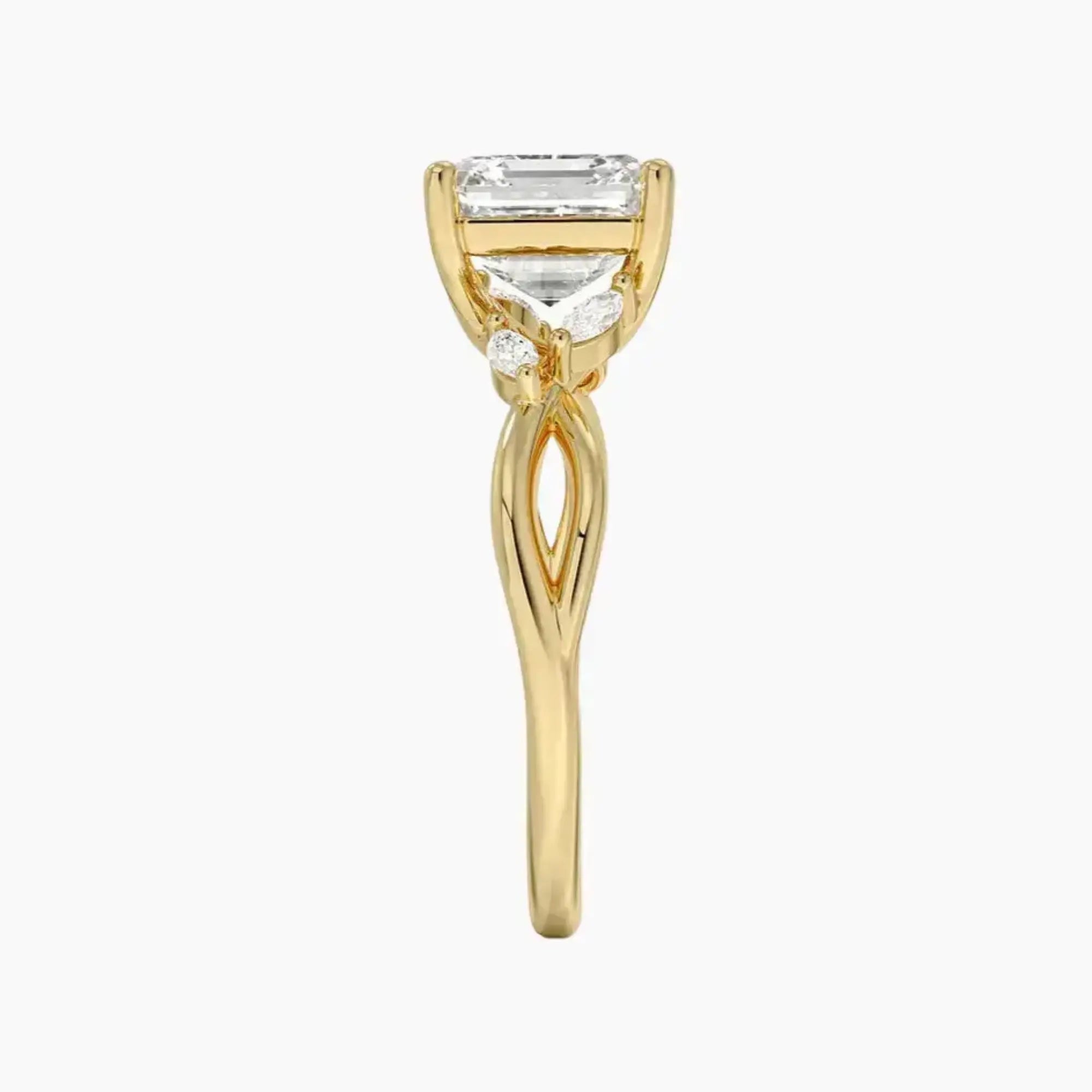 Amara Asscher Designer 3 Carat Lab Grown Diamond Engagement Ring in 18K Rose Gold