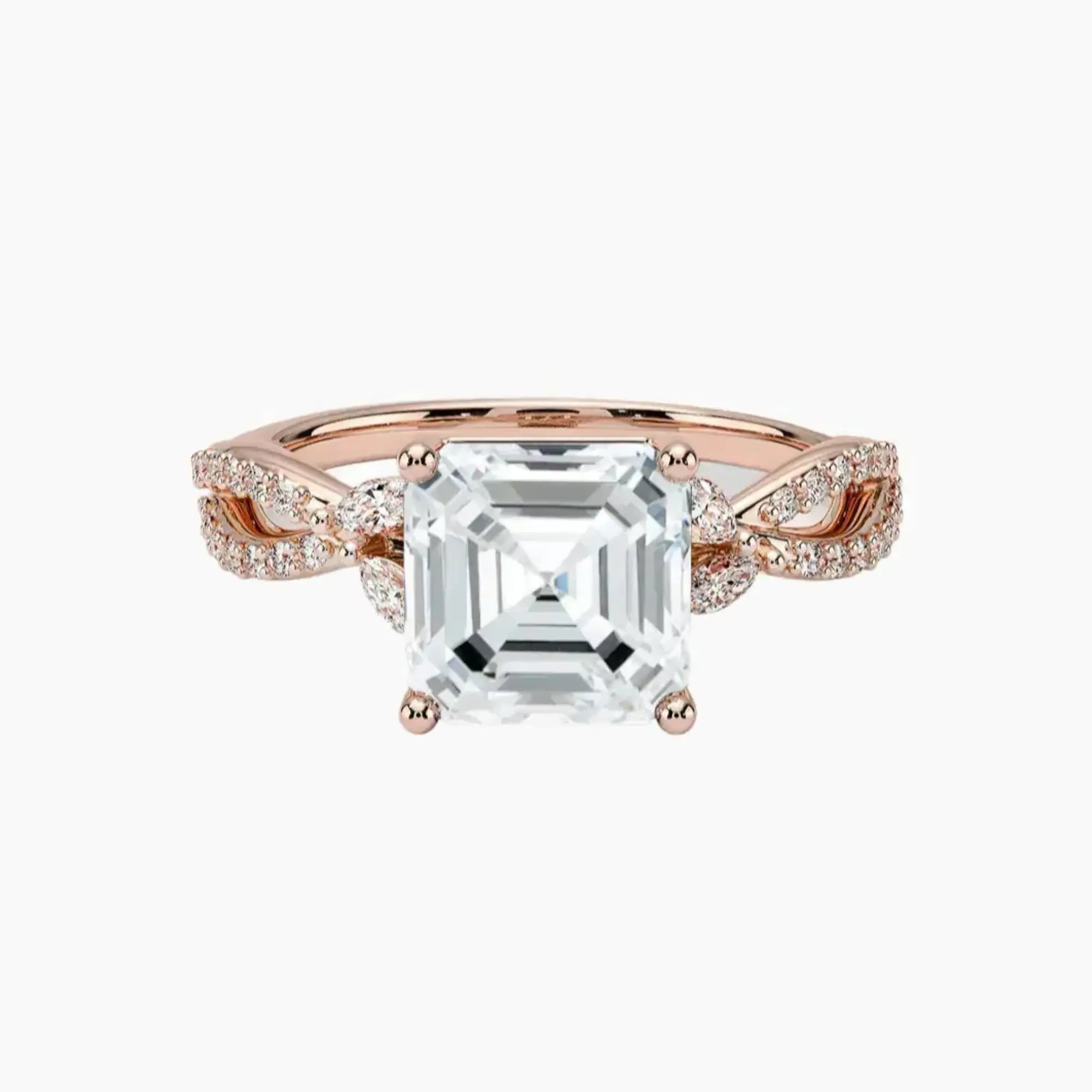 Amara Luxe Adorned Asscher Designer 1.5 Carat Lab Grown Diamond Engagement Ring in 18K Yellow Gold