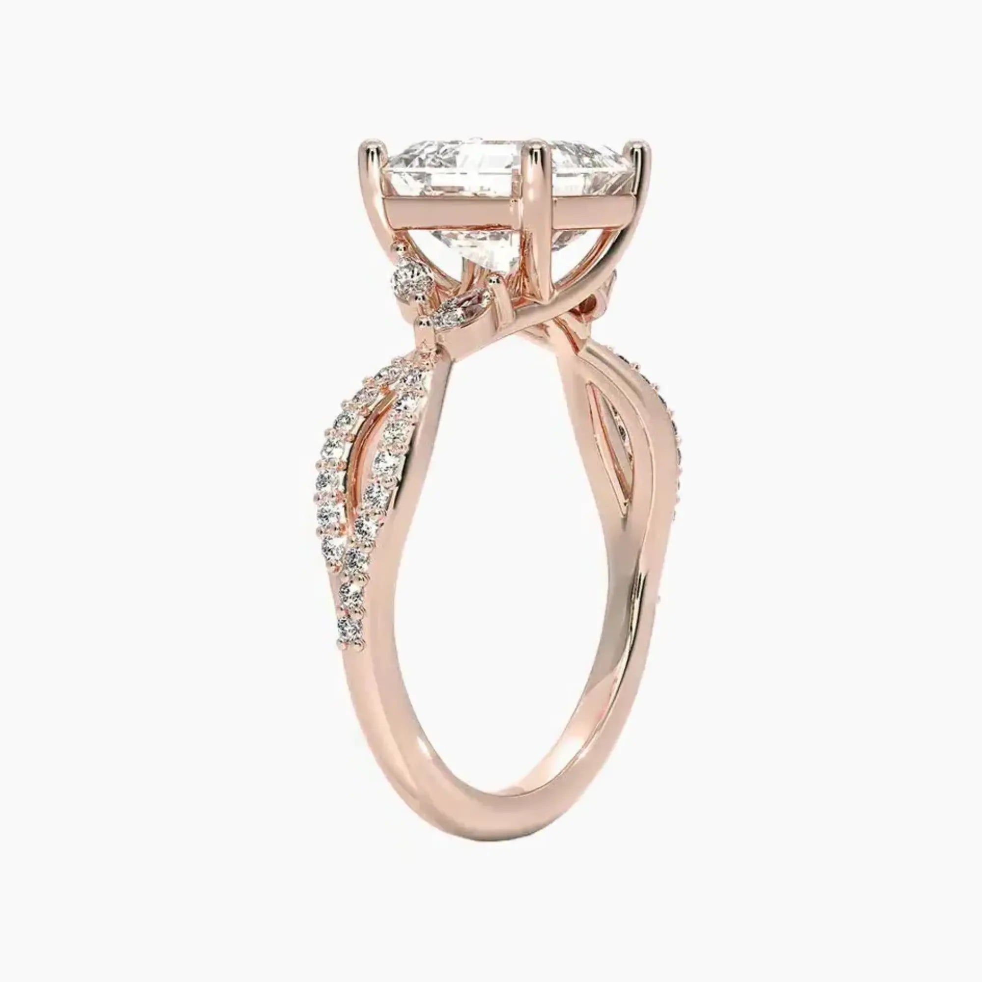 Amara Luxe Adorned Asscher Designer 1.5 Carat Lab Grown Diamond Engagement Ring in 14K Yellow Gold