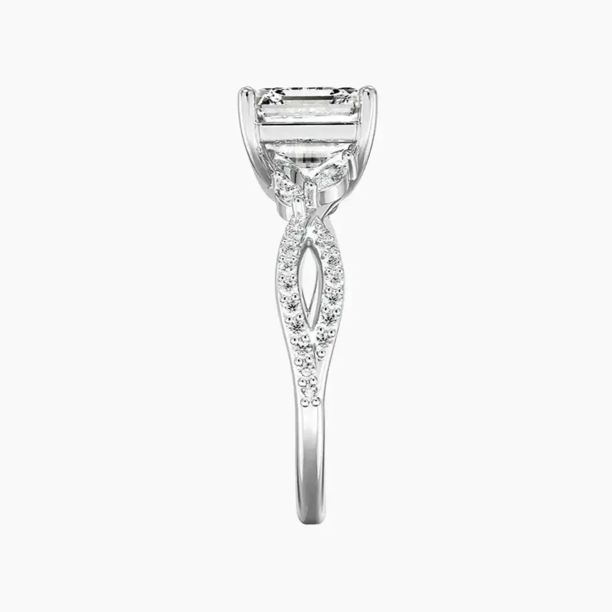 Amara Luxe Adorned Asscher Designer 3 Carat Lab Grown Diamond Engagement Ring in 18K Rose Gold