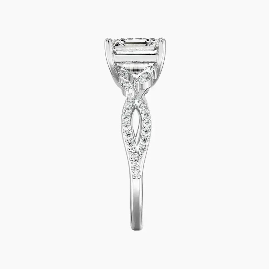 Amara Luxe Adorned Asscher Designer 1.5 Carat Lab Grown Diamond Engagement Ring in 14K Yellow Gold