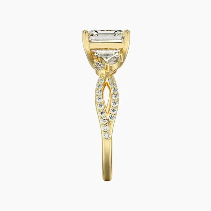 Amara Luxe Adorned Asscher Designer 1 Carat Lab Grown Diamond Engagement Ring in 18K Rose Gold