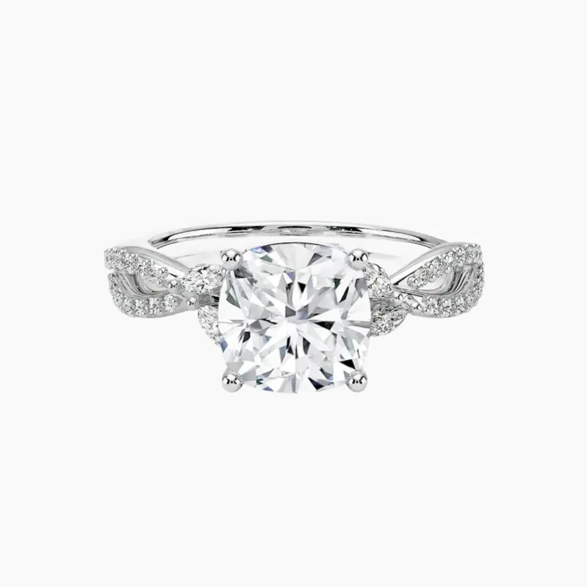 Amara Luxe Adorned Cushion Designer Diamond Ring Setting in 18K Yellow Gold