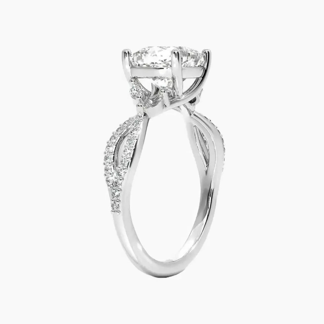 Amara Luxe Adorned Cushion Designer 2.5 Carat Lab Grown Diamond Engagement Ring in 14K Yellow Gold