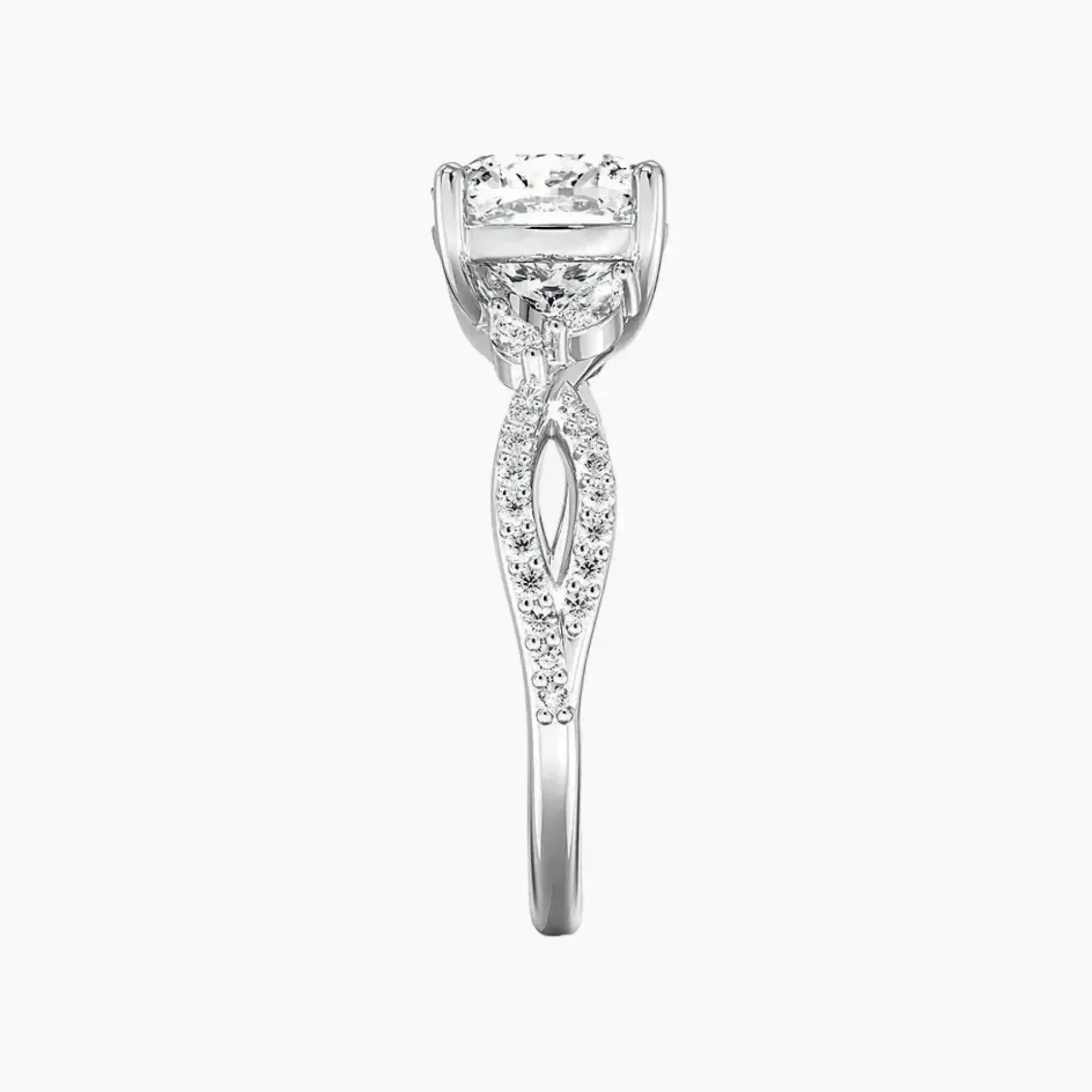 Amara Luxe Adorned Cushion Designer 1.5 Carat Lab Grown Diamond Engagement Ring in 18K Rose Gold