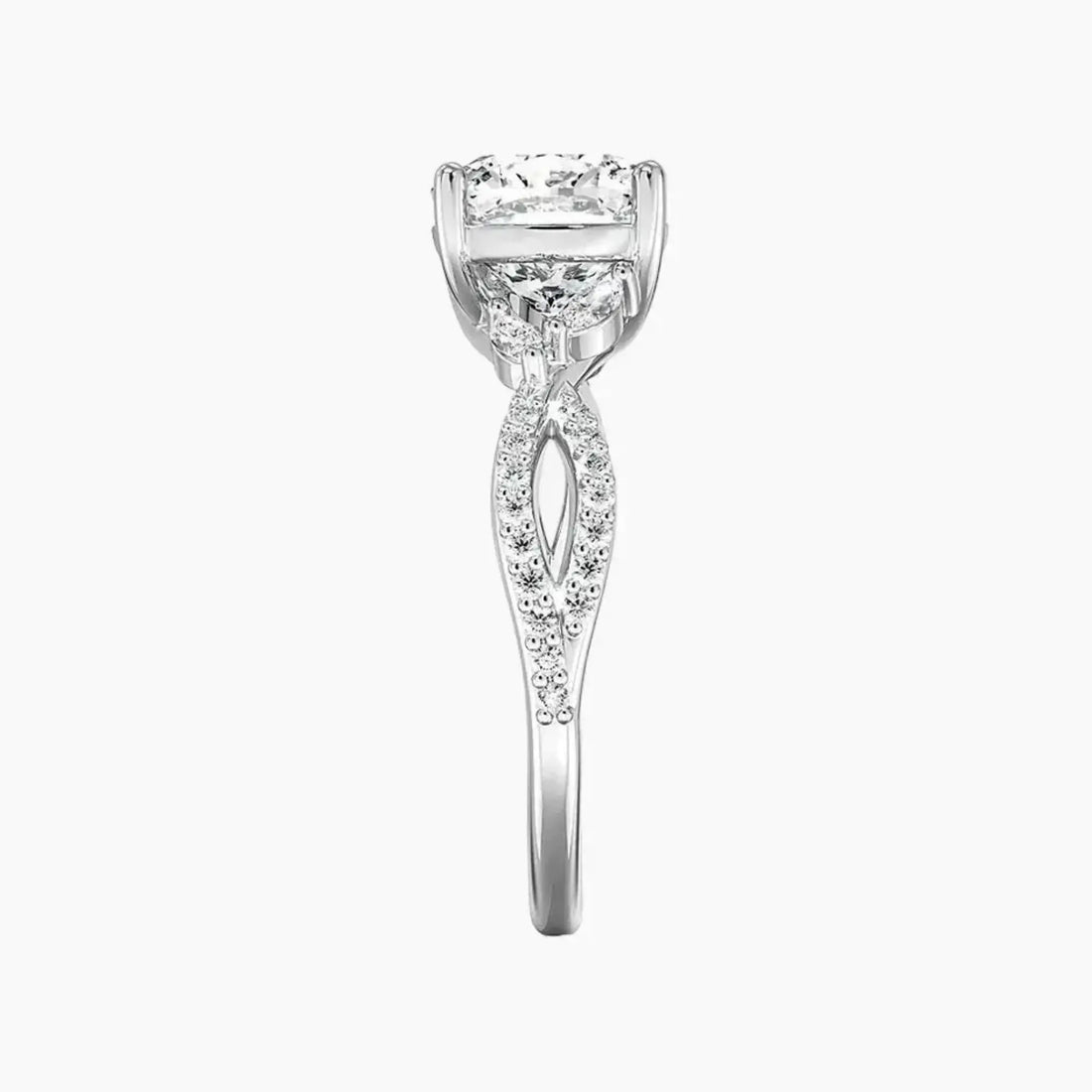 Amara Luxe Adorned Cushion Designer 1.5 Carat Lab Grown Diamond Engagement Ring in 18K Rose Gold