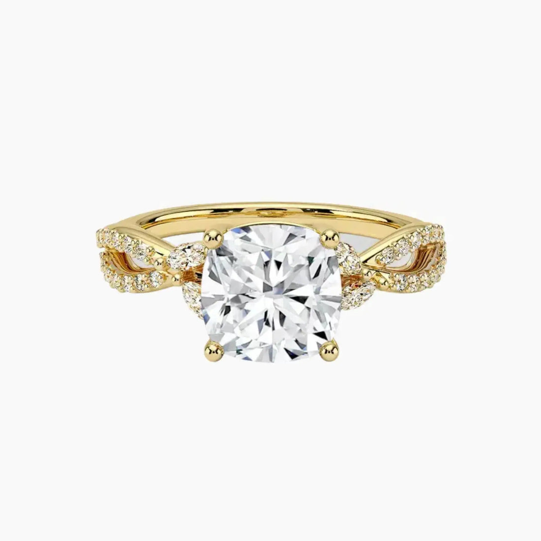 Amara Luxe Adorned Cushion Designer 2 Carat Lab Grown Diamond Engagement Ring in 18K Rose Gold