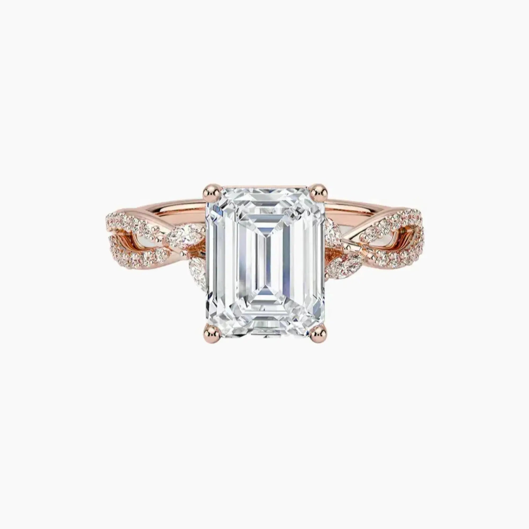 Amara Luxe Adorned Emerald Designer 2.5 Carat Lab Grown Diamond Engagement Ring in 18K Yellow Gold