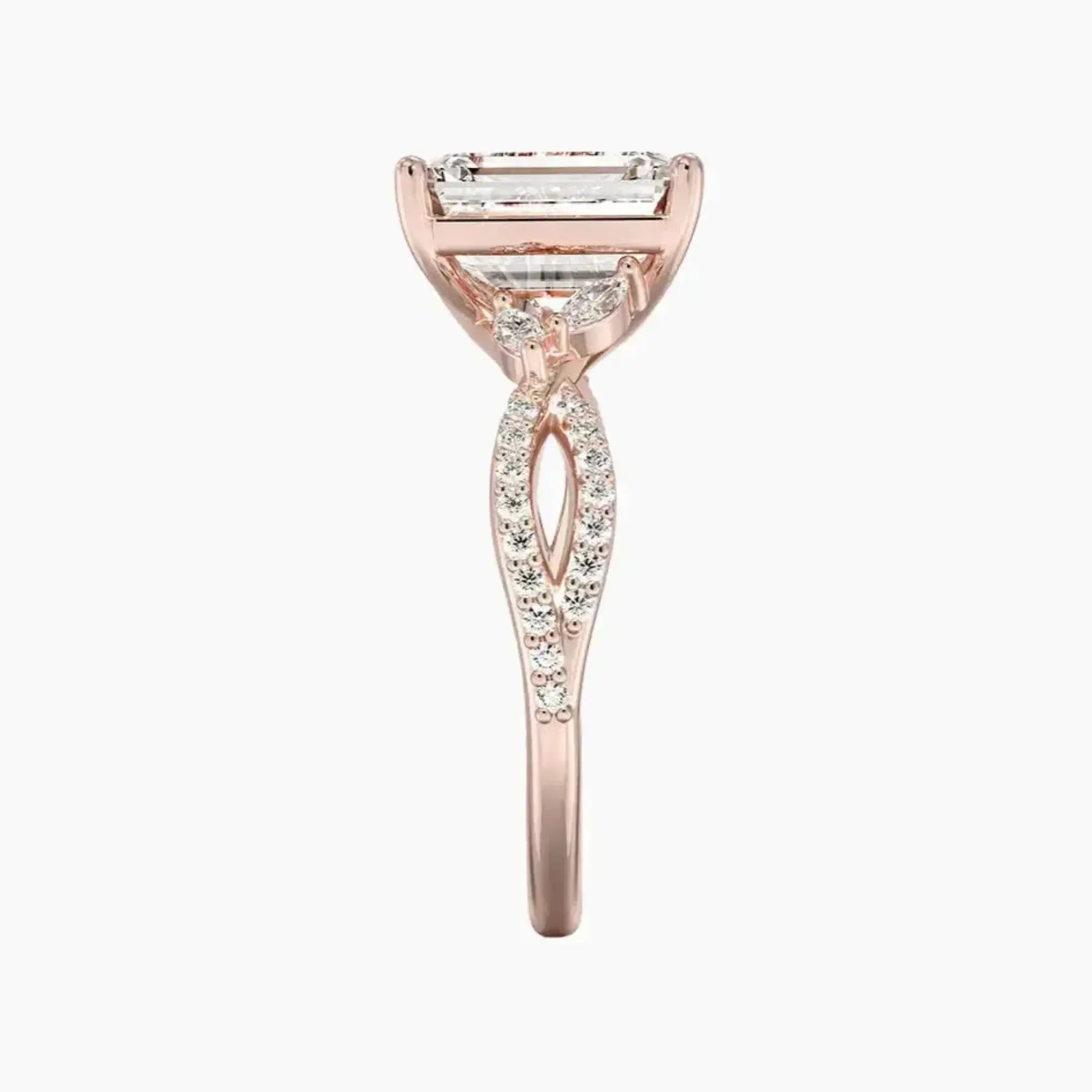 Amara Luxe Adorned Emerald Designer 1.5 Carat Lab Grown Diamond Engagement Ring in 14K Yellow Gold