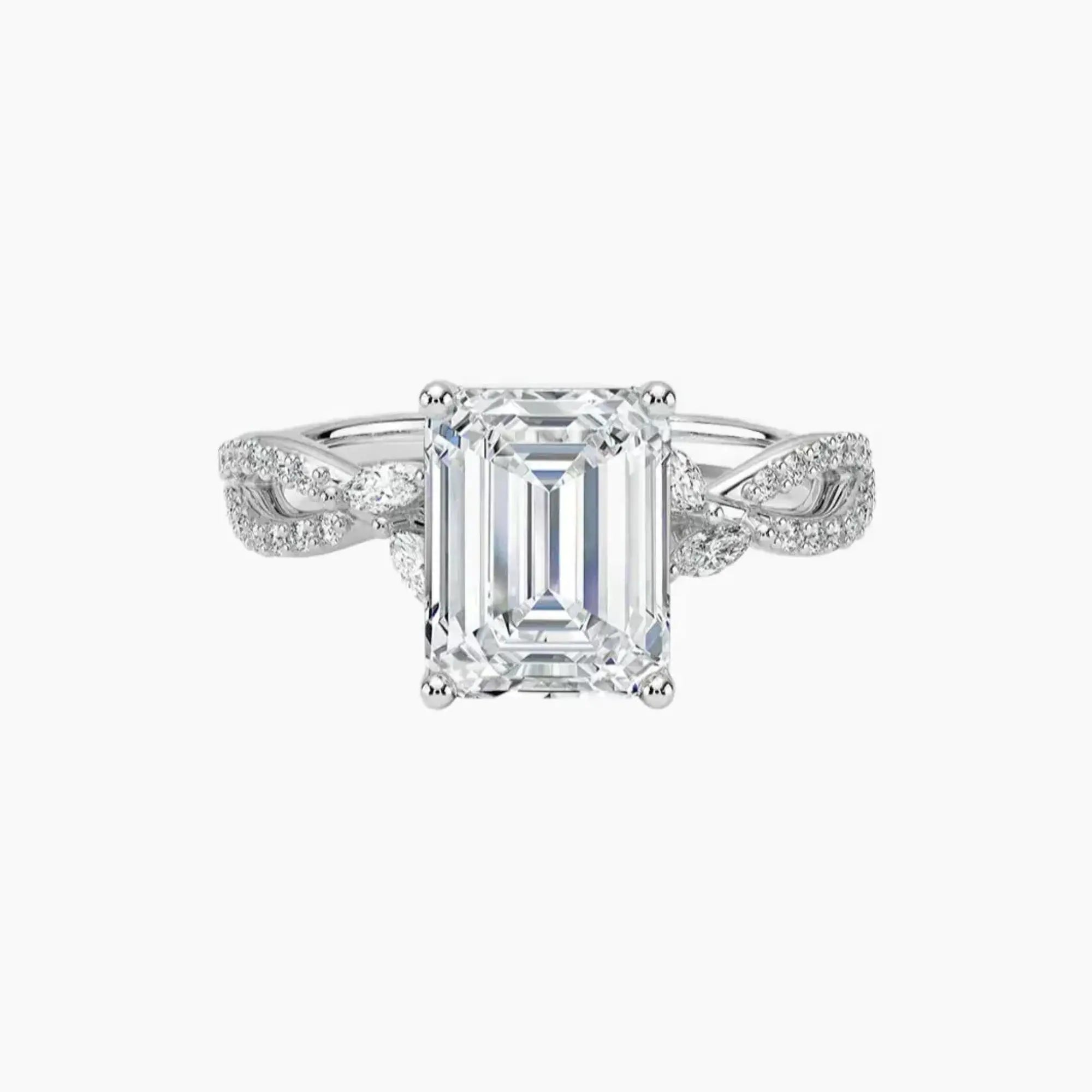 Amara Luxe Adorned Emerald Designer Diamond Ring Setting in 14K Rose Gold