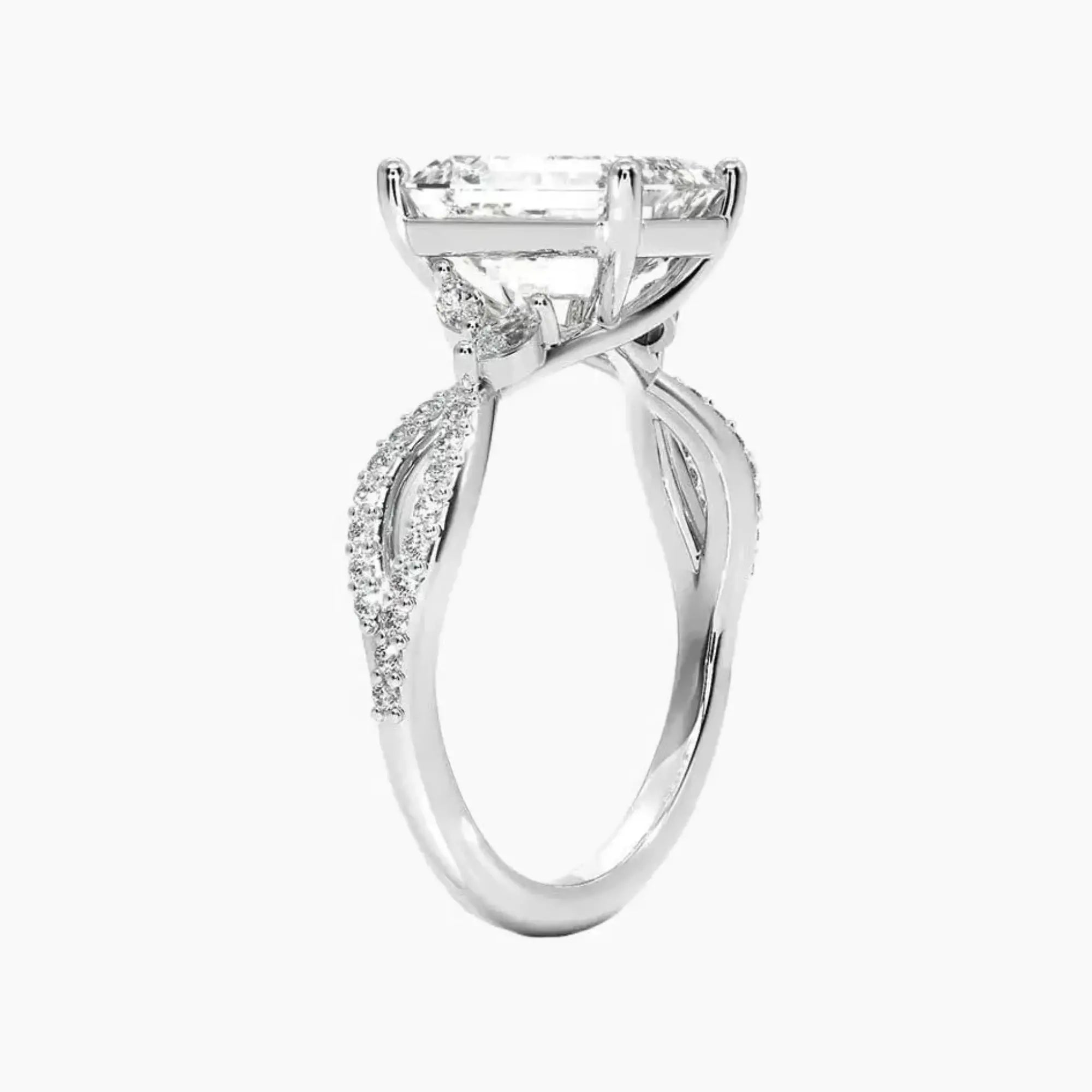 Amara Luxe Adorned Emerald Designer 2 Carat Lab Grown Diamond Engagement Ring in 18K Yellow Gold
