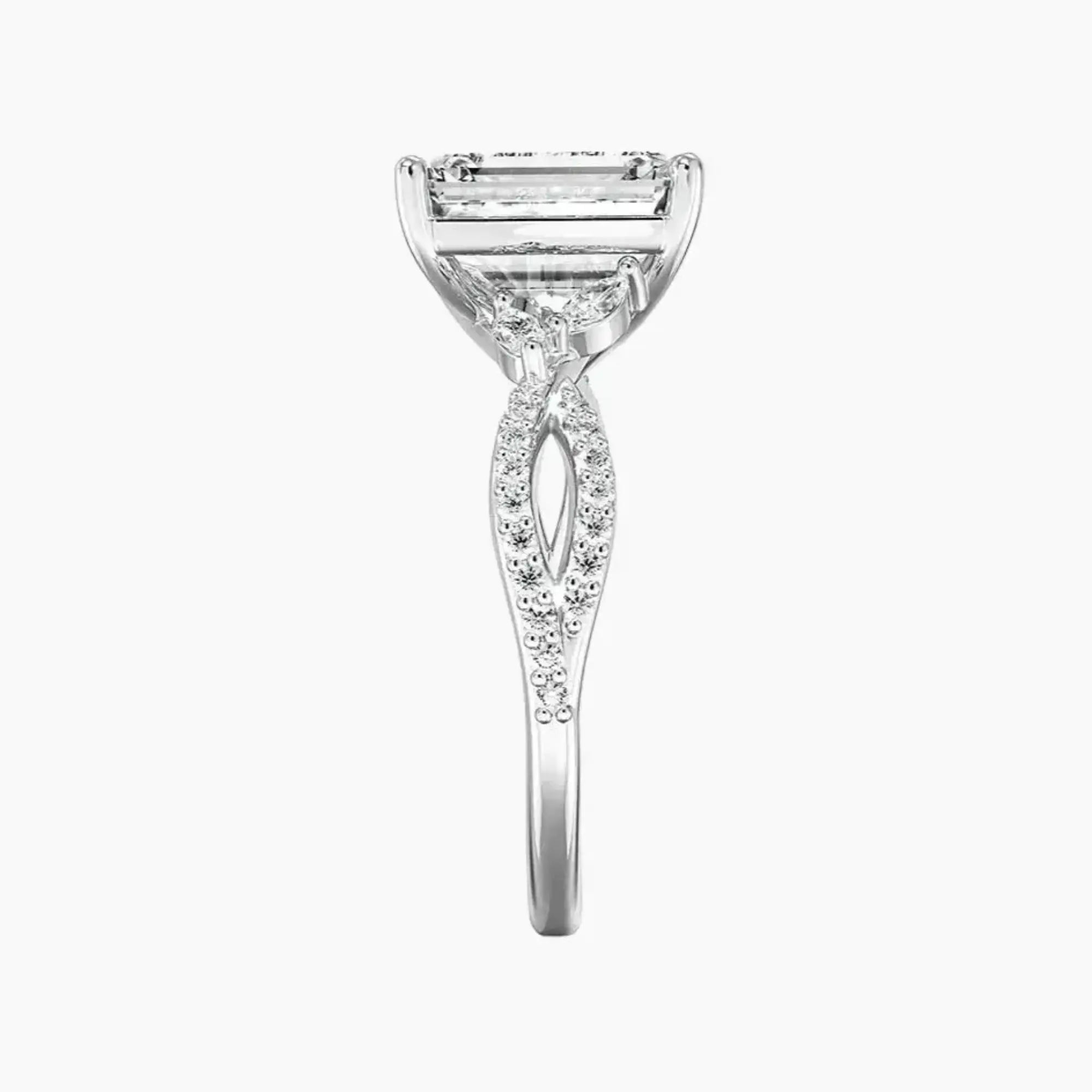 Amara Luxe Adorned Emerald Designer 2 Carat Lab Grown Diamond Engagement Ring in 14K Yellow Gold