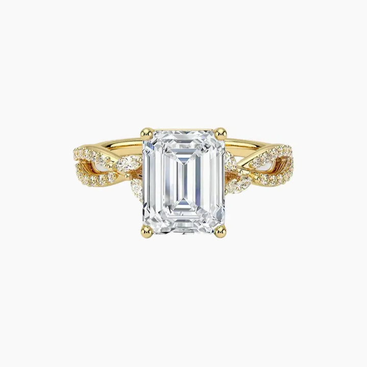 Amara Luxe Adorned Emerald Designer 1.5 Carat Lab Grown Diamond Engagement Ring in 18K Yellow Gold