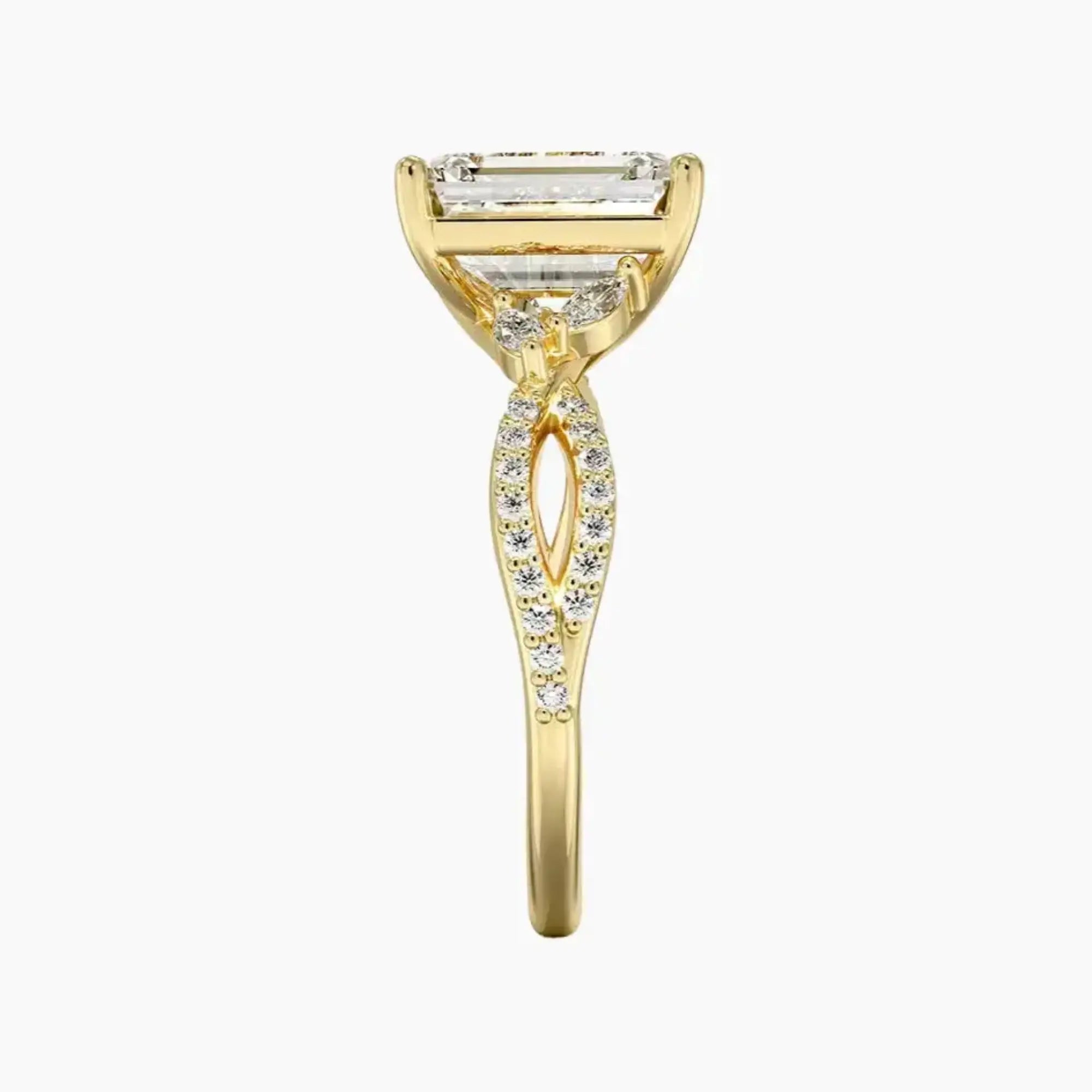Amara Luxe Adorned Emerald Designer 1.5 Carat Lab Grown Diamond Engagement Ring in 18K White Gold
