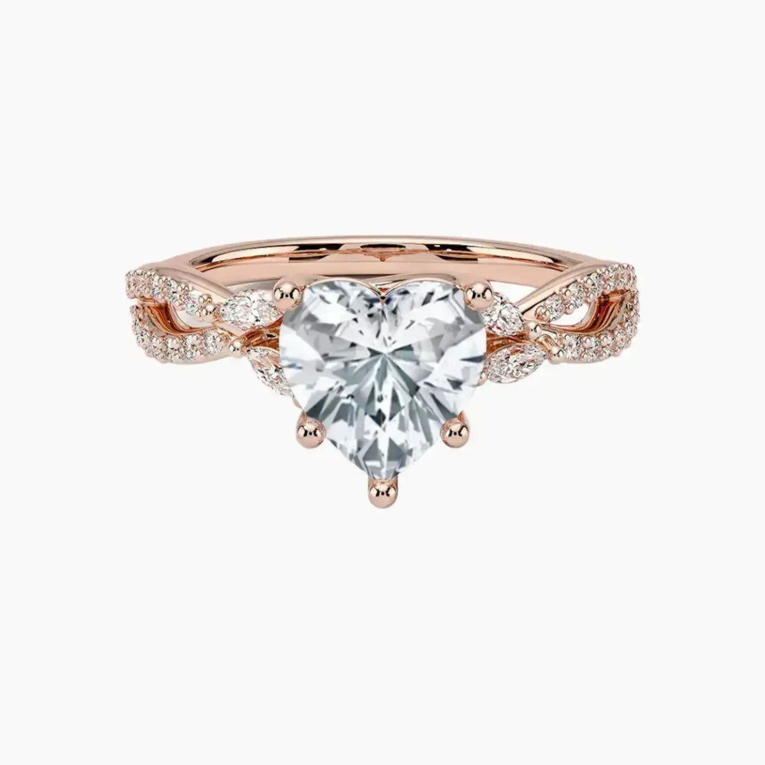 Amara Luxe Adorned Heart Designer 1 Carat Lab Grown Diamond Engagement Ring in 14K Yellow Gold