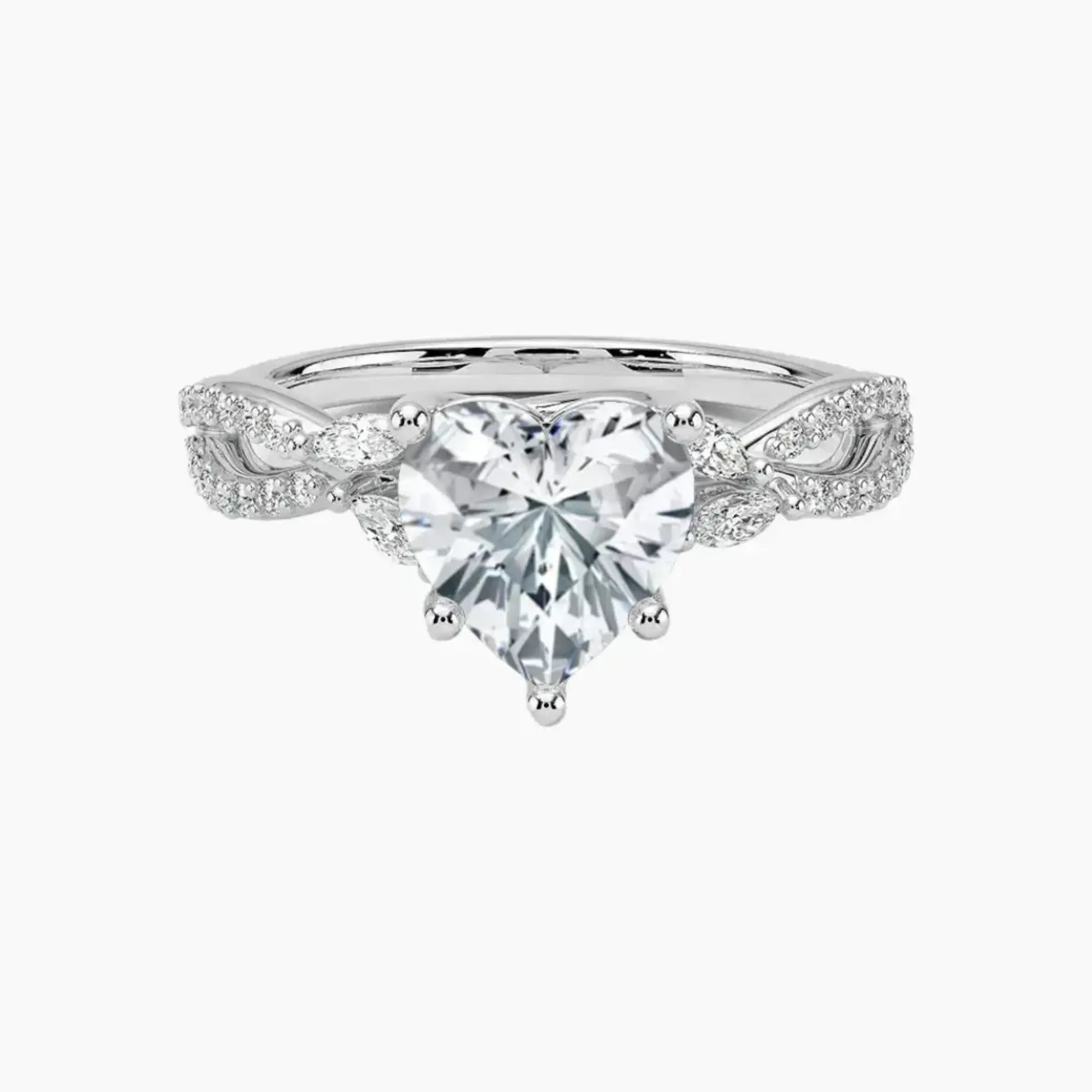 Amara Luxe Adorned Heart Designer 2.5 Carat Lab Grown Diamond Engagement Ring in 14K Yellow Gold