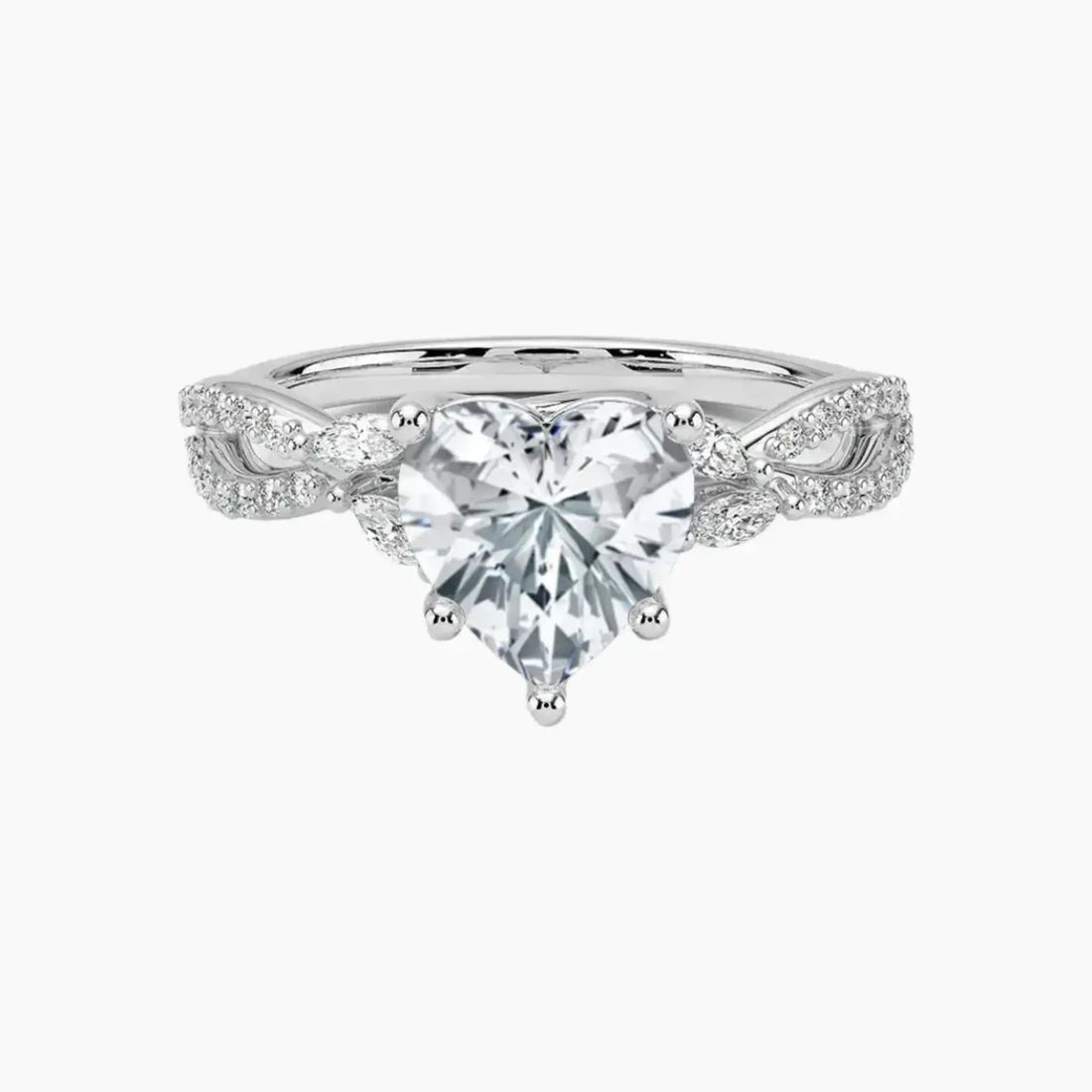 Amara Luxe Adorned Heart Designer 2 Carat Lab Grown Diamond Engagement Ring in 18K Rose Gold