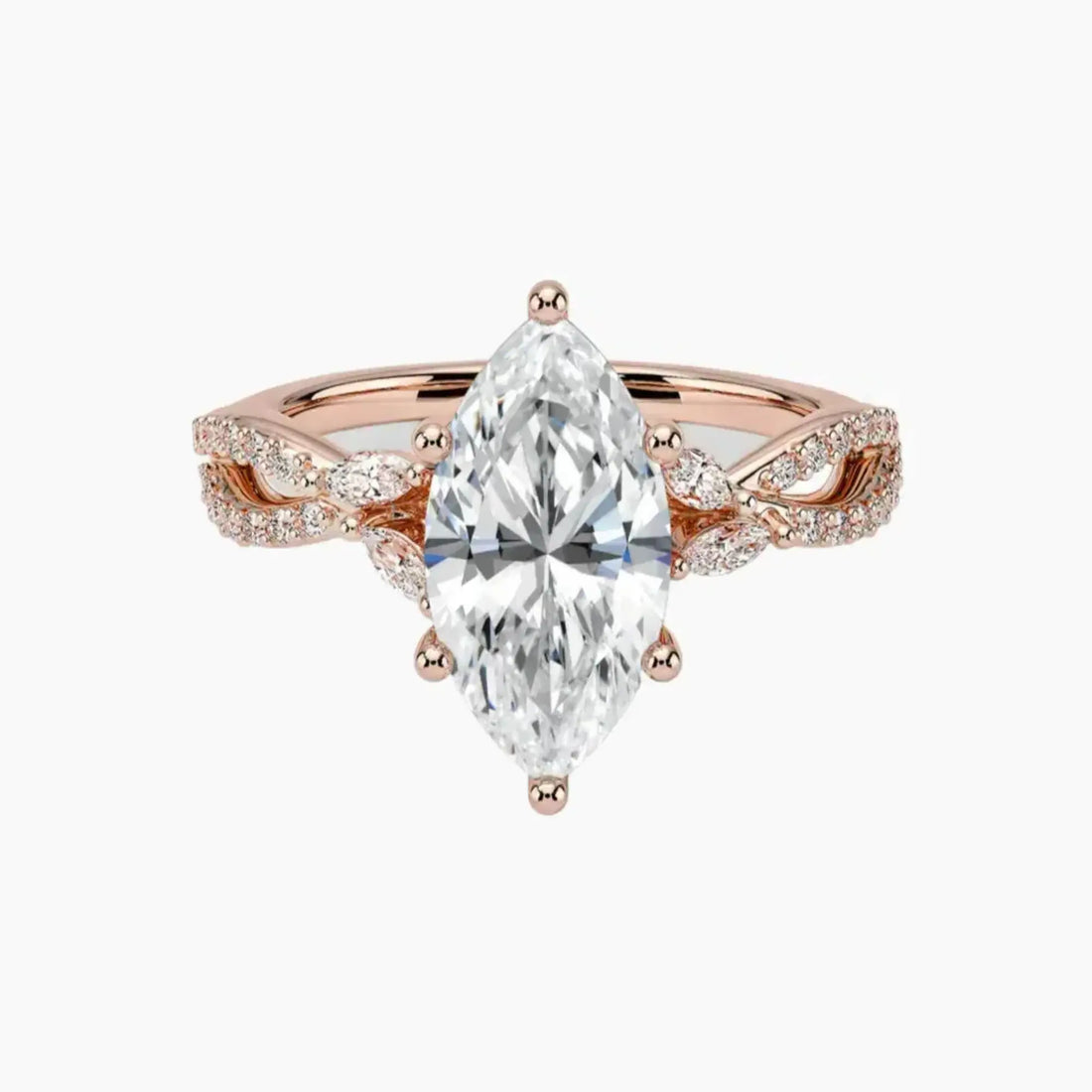 Amara Luxe Adorned Marquise Designer 1.5 Carat Lab Grown Diamond Engagement Ring in 14K Yellow Gold