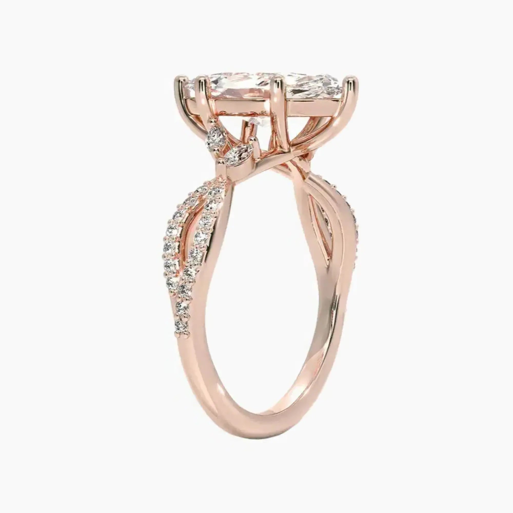 Amara Luxe Adorned Marquise Designer Diamond Ring Setting in 14K White Gold