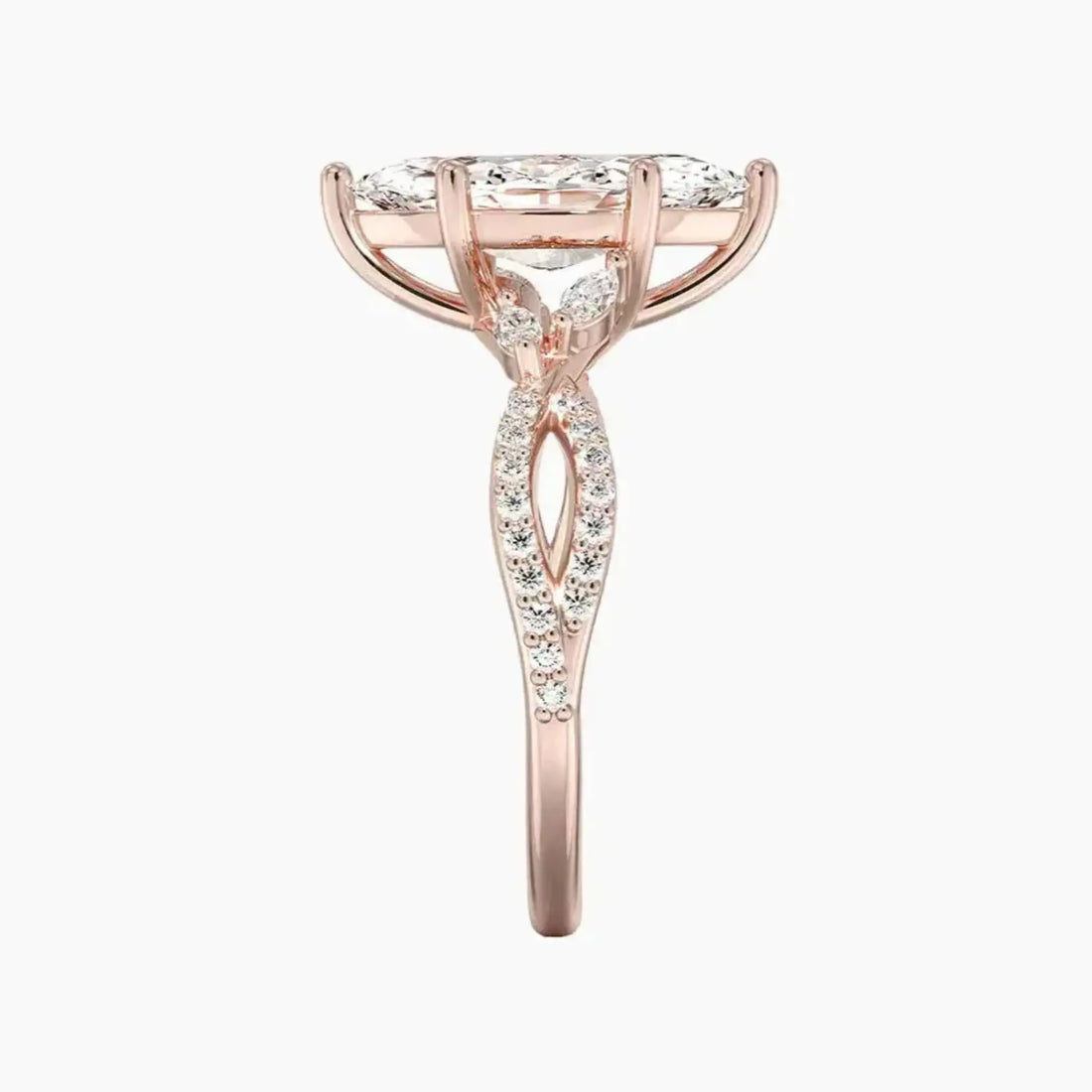 Amara Luxe Adorned Marquise Designer 2.5 Carat Lab Grown Diamond Engagement Ring in 14K Yellow Gold