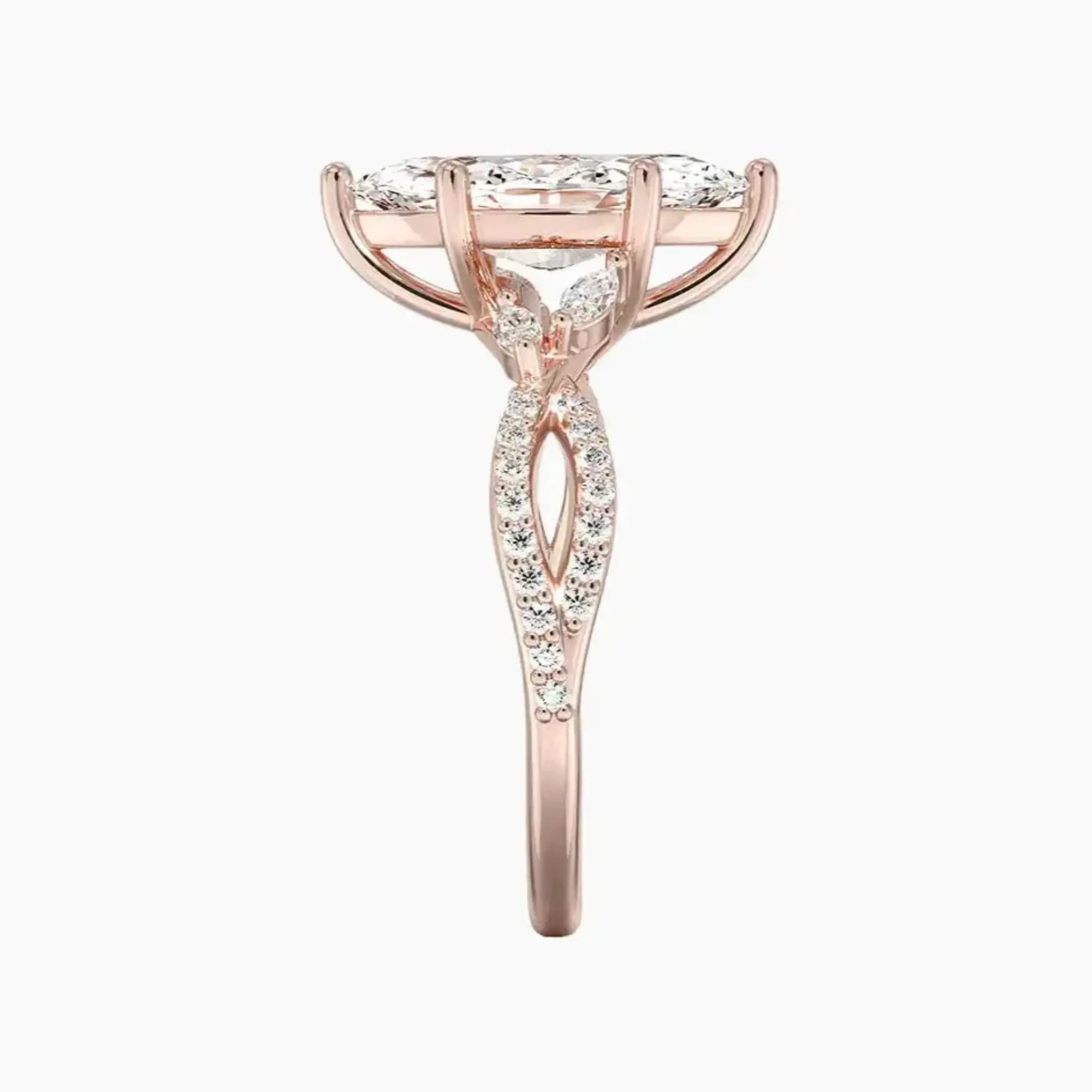 Amara Luxe Adorned Marquise Designer Diamond Ring Setting in 14K White Gold