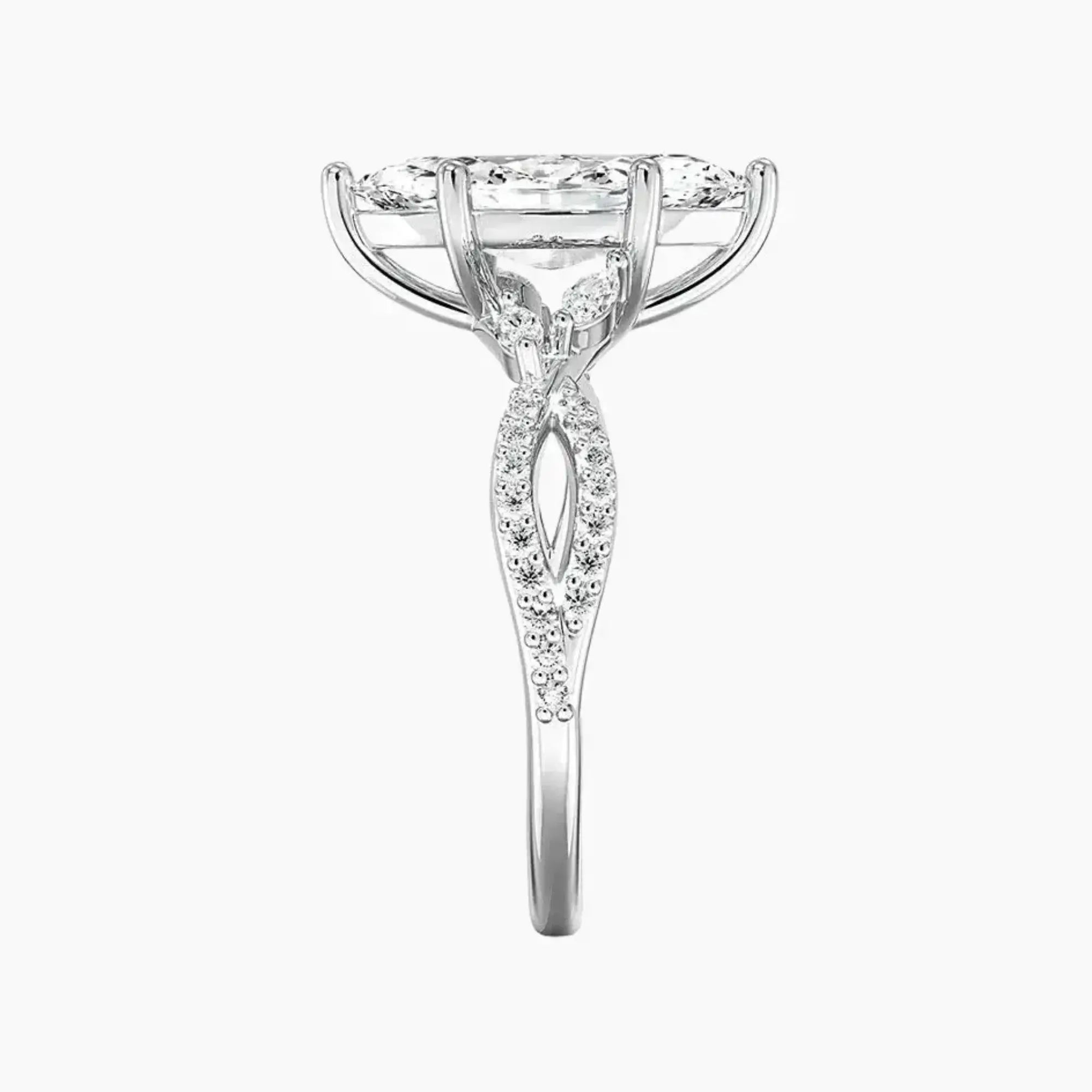 Amara Luxe Adorned Marquise Designer 3 Carat Lab Grown Diamond Engagement Ring in 14K Yellow Gold