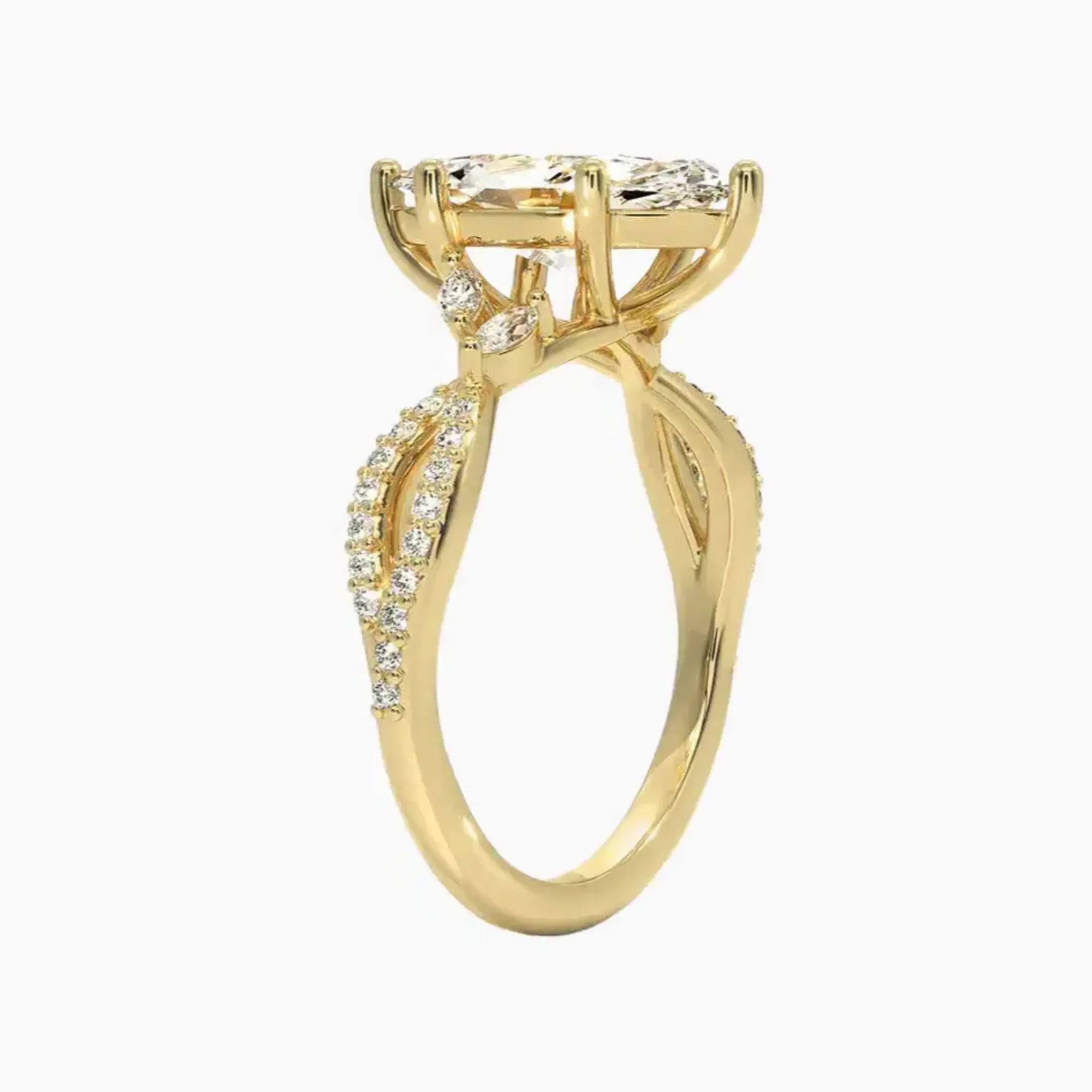 Amara Luxe Adorned Marquise Designer Diamond Ring Setting in 14K Rose Gold