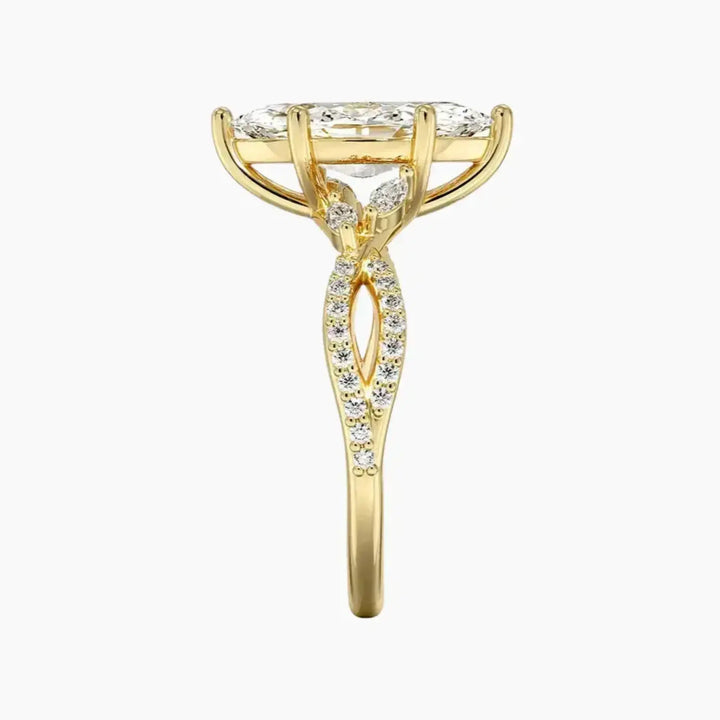 Amara Luxe Adorned Marquise Designer 1 Carat Lab Grown Diamond Engagement Ring in 14K Rose Gold