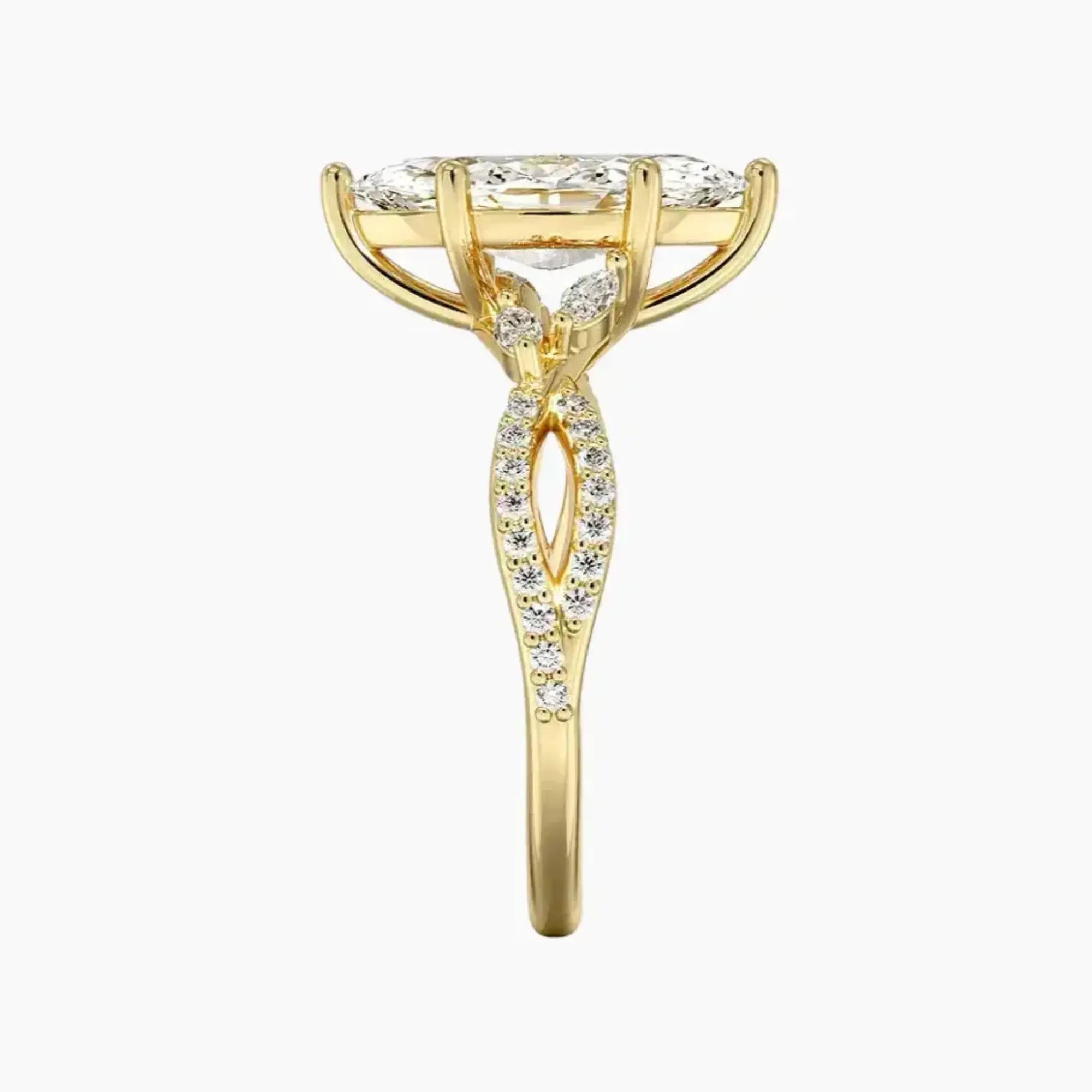 Amara Luxe Adorned Marquise Designer 2 Carat Lab Grown Diamond Engagement Ring in 18K White Gold