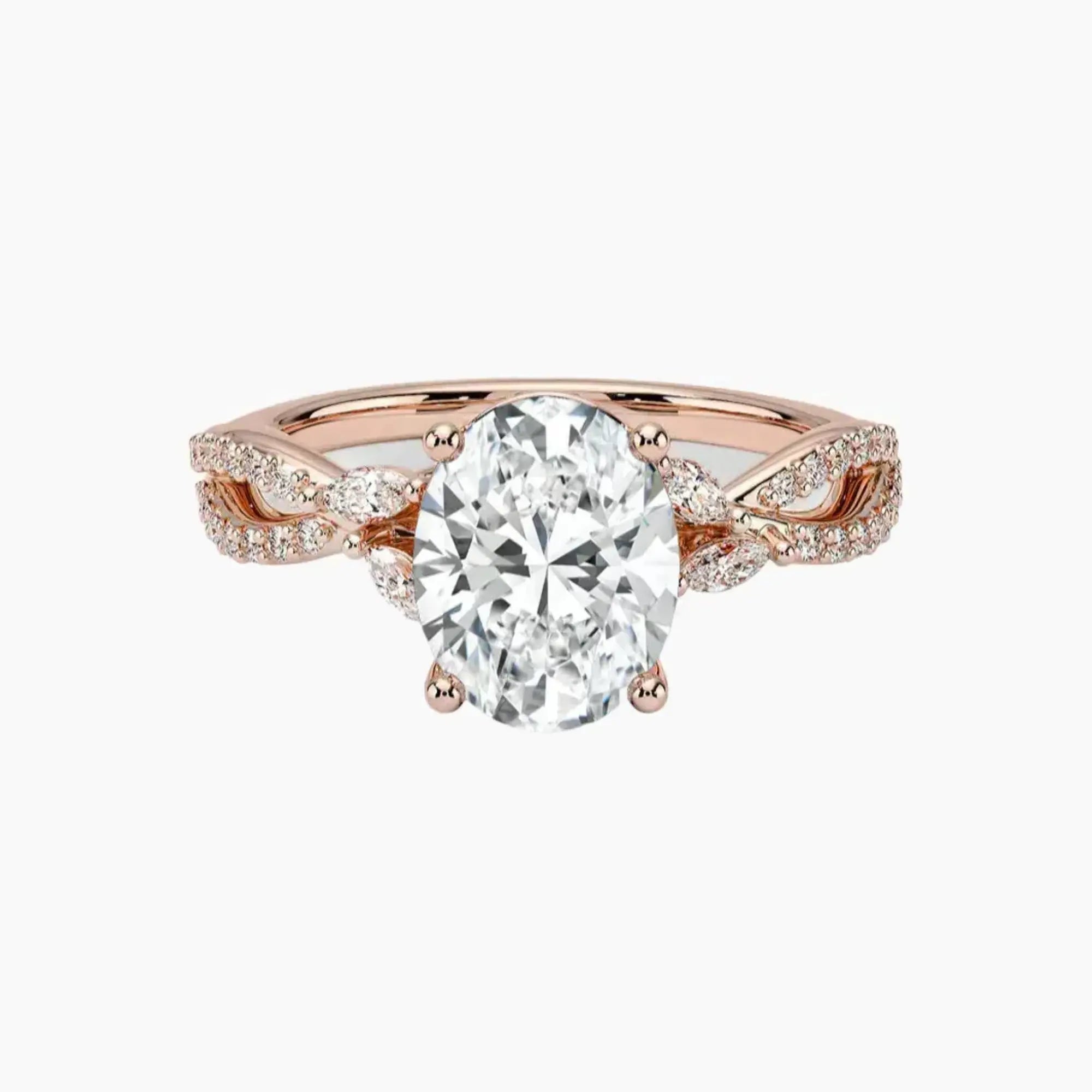 Amara Luxe Adorned Oval Designer 3 Carat Lab Grown Diamond Engagement Ring in 18K Yellow Gold