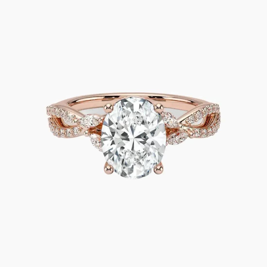 Amara Luxe Adorned Oval Designer 3 Carat Lab Grown Diamond Engagement Ring in 18K Yellow Gold