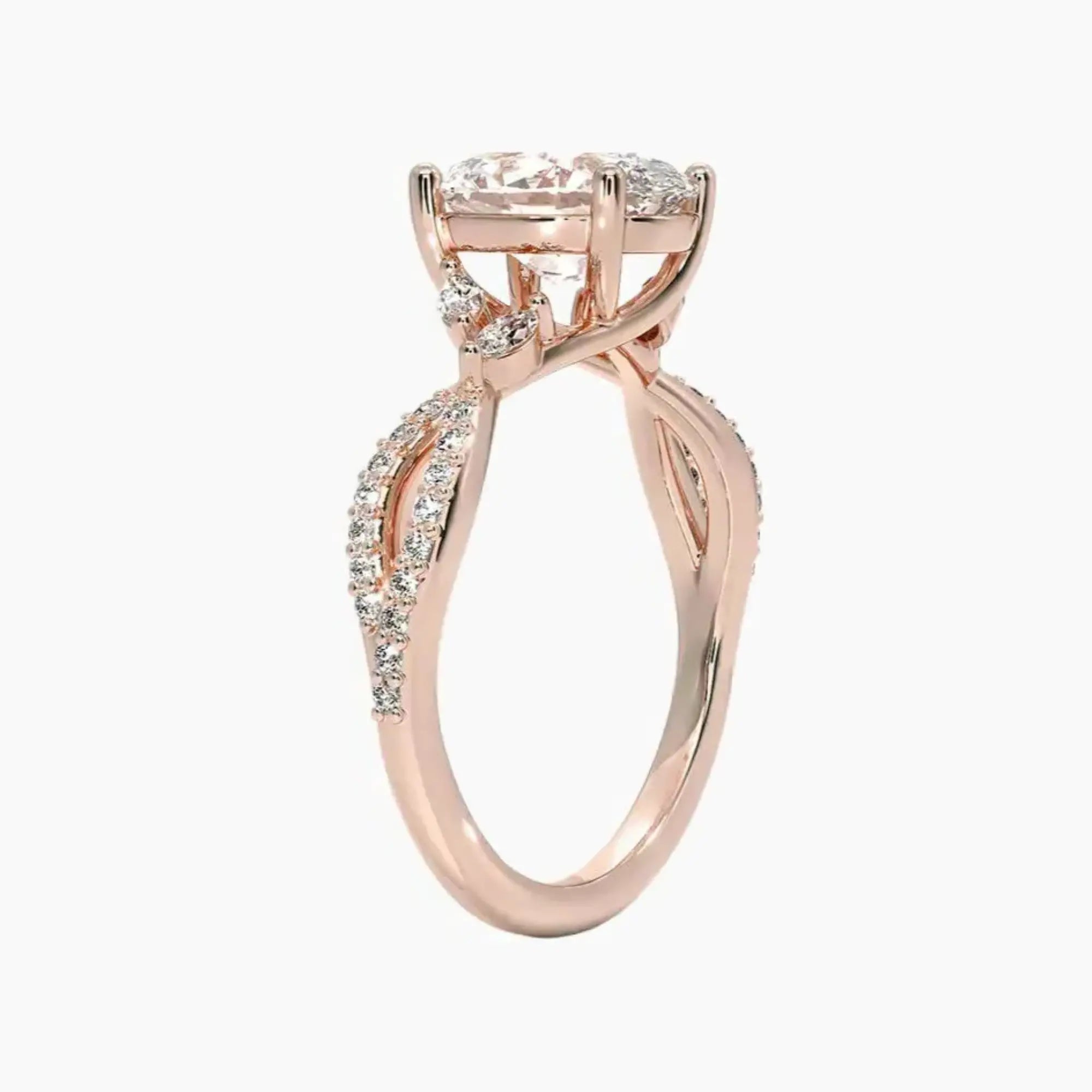 Amara Luxe Adorned Oval Designer 2.5 Carat Lab Grown Diamond Engagement Ring in 14K Yellow Gold
