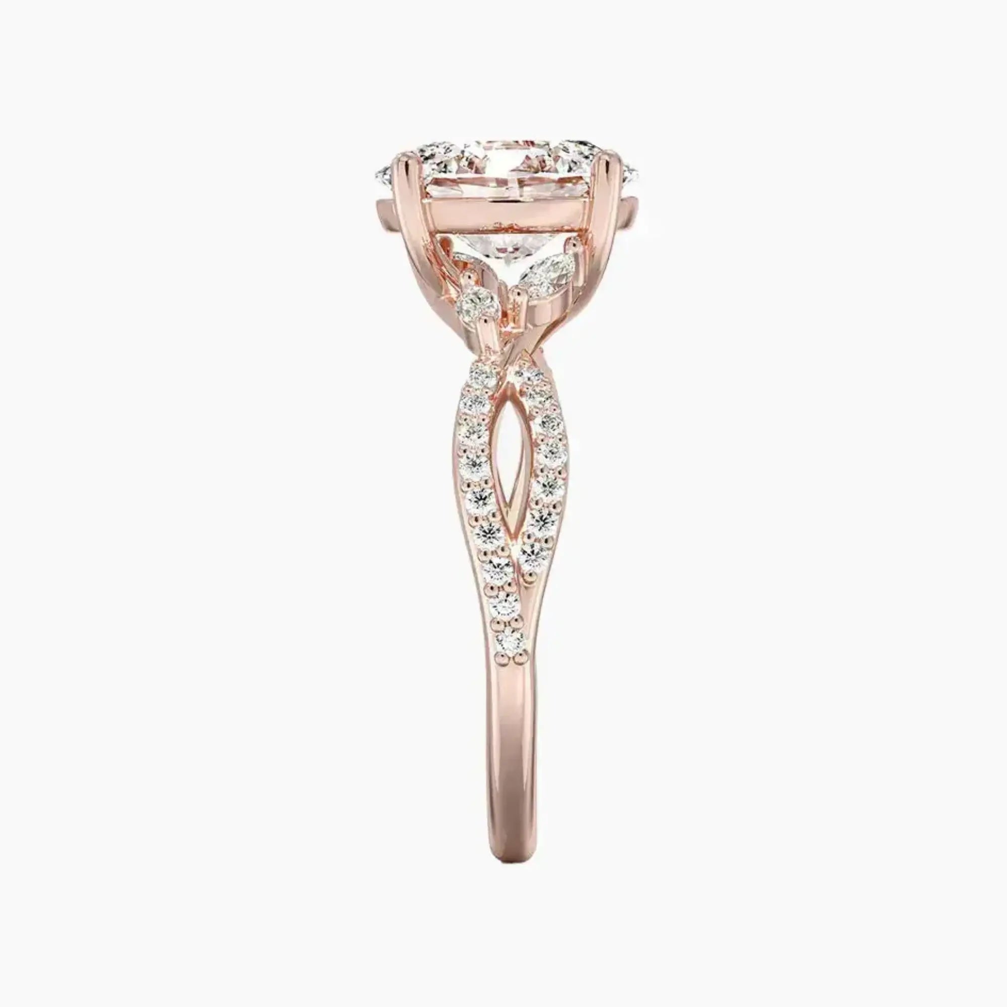 Amara Luxe Adorned Oval Designer 2 Carat Lab Grown Diamond Engagement Ring in 14K White Gold