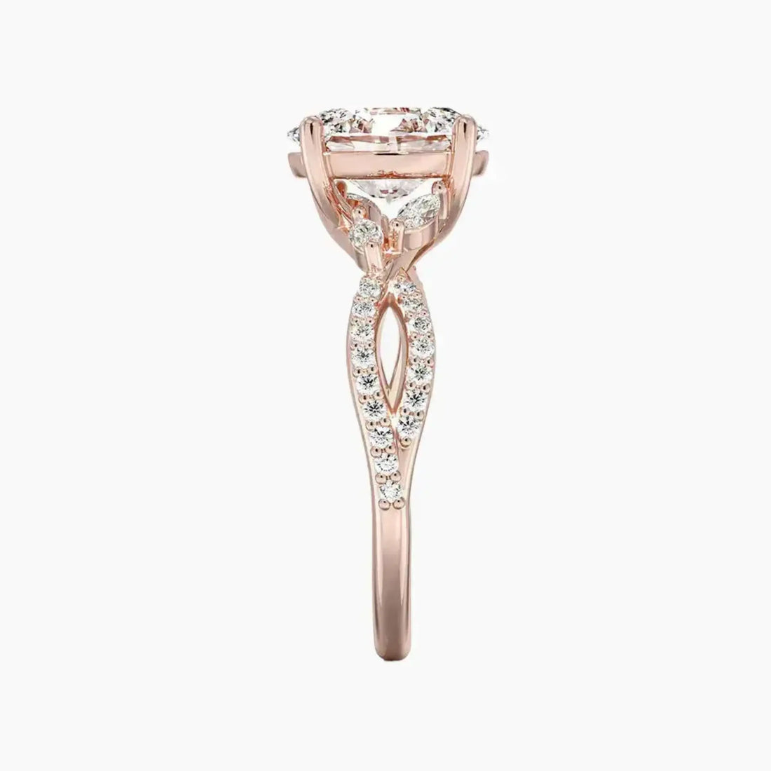 Amara Luxe Adorned Oval Designer Diamond Ring Setting in 18K White Gold