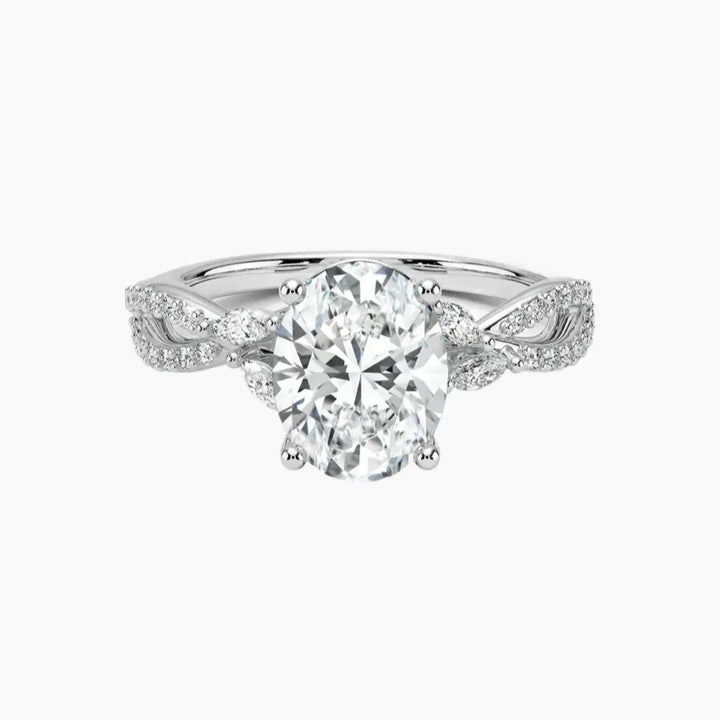 Amara Luxe Adorned Oval Designer 1 Carat Lab Grown Diamond Engagement Ring in 14K White Gold