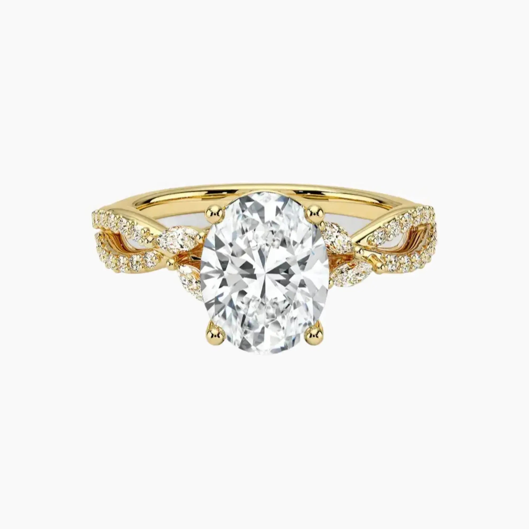 Amara Luxe Adorned Oval Designer 1.5 Carat Lab Grown Diamond Engagement Ring in 18K Rose Gold