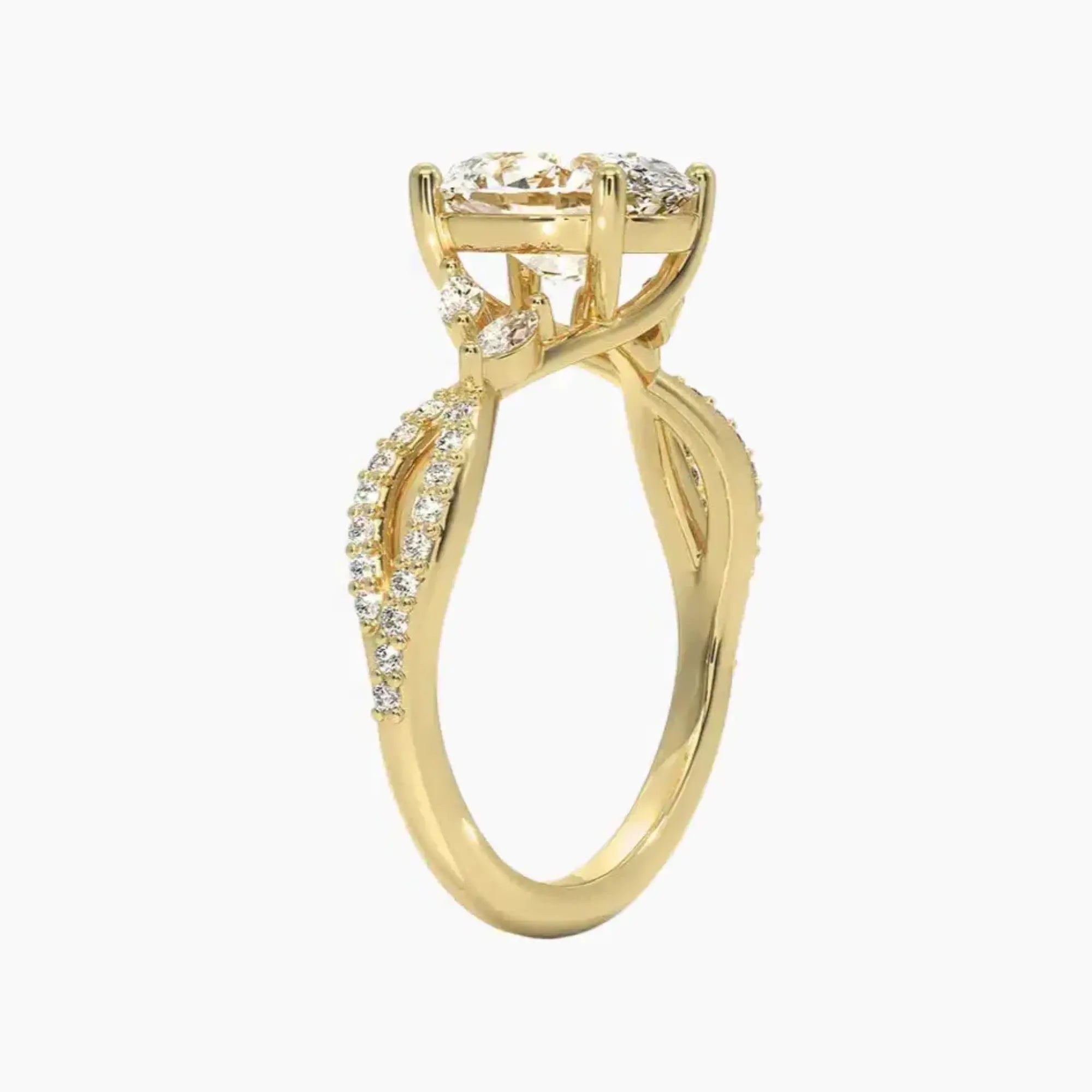 Amara Luxe Adorned Oval Designer 2 Carat Lab Grown Diamond Engagement Ring in 14K White Gold