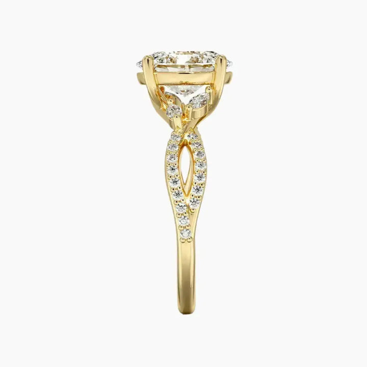 Amara Luxe Adorned Oval Designer 1 Carat Lab Grown Diamond Engagement Ring in 14K Rose Gold