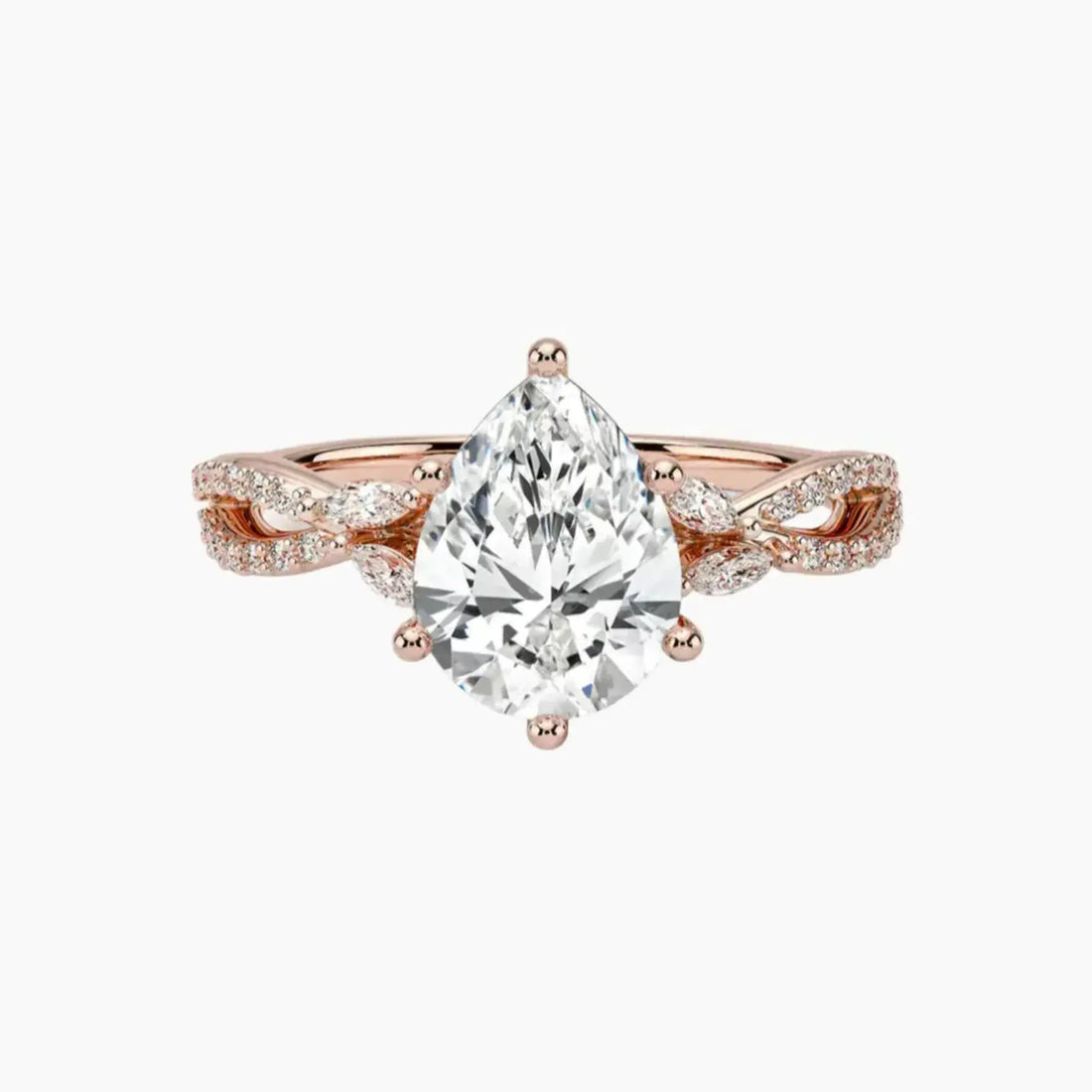 Amara Luxe Adorned Pear Designer Diamond Ring Setting in 18K White Gold