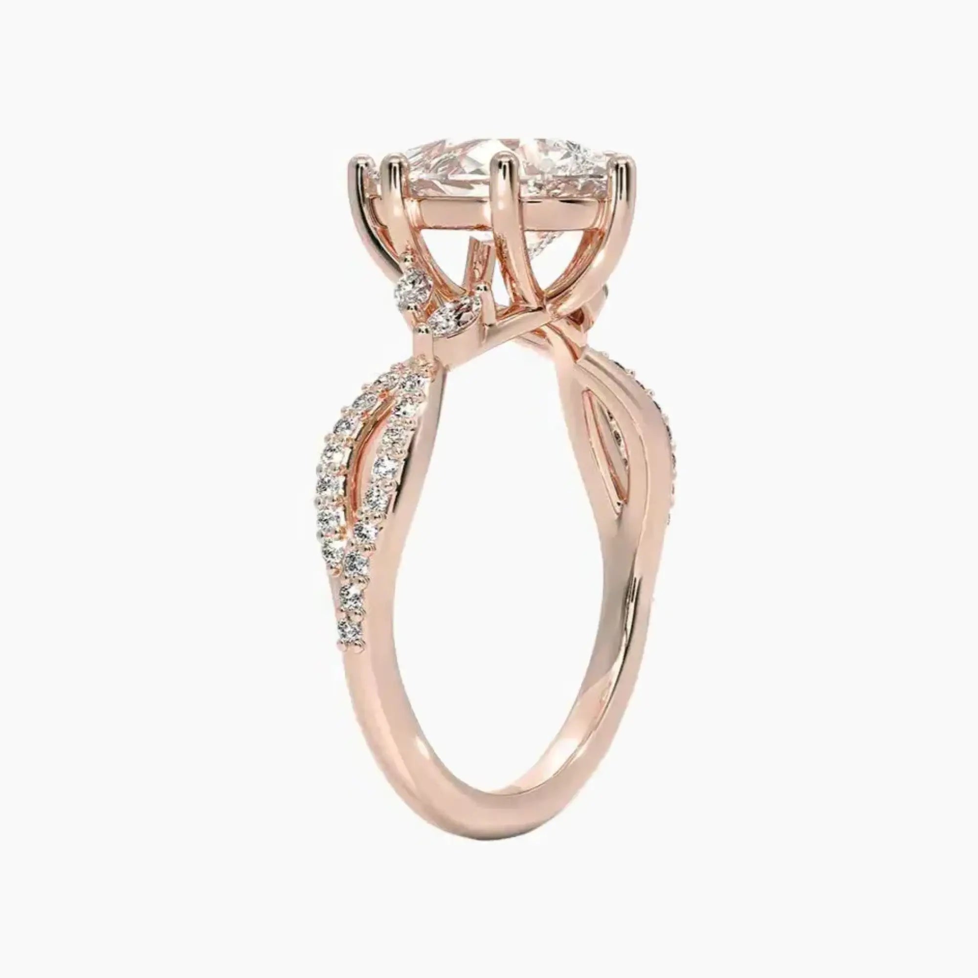 Amara Luxe Adorned Pear Designer 2.5 Carat Lab Grown Diamond Engagement Ring in 14K Yellow Gold