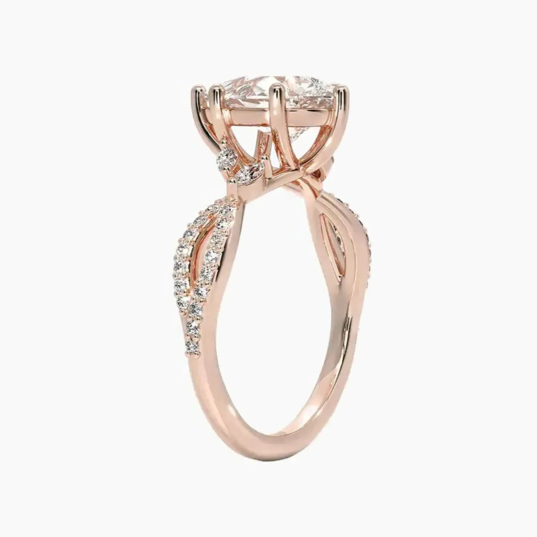 Amara Luxe Adorned Pear Designer Diamond Ring Setting in 18K White Gold