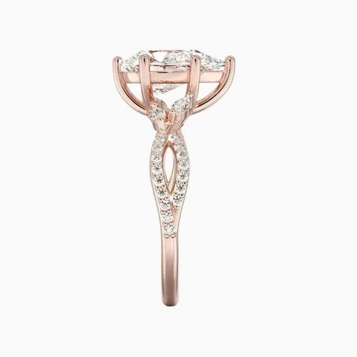 Amara Luxe Adorned Pear Designer 1.5 Carat Lab Grown Diamond Engagement Ring in 14K Yellow Gold