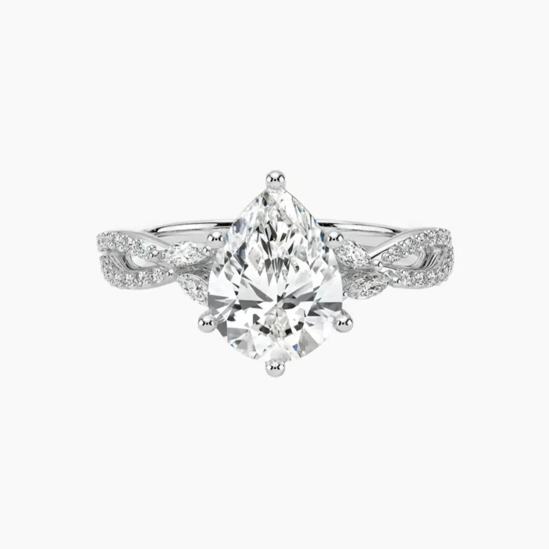Amara Luxe Adorned Pear Designer Diamond Ring Setting in 18K Yellow Gold