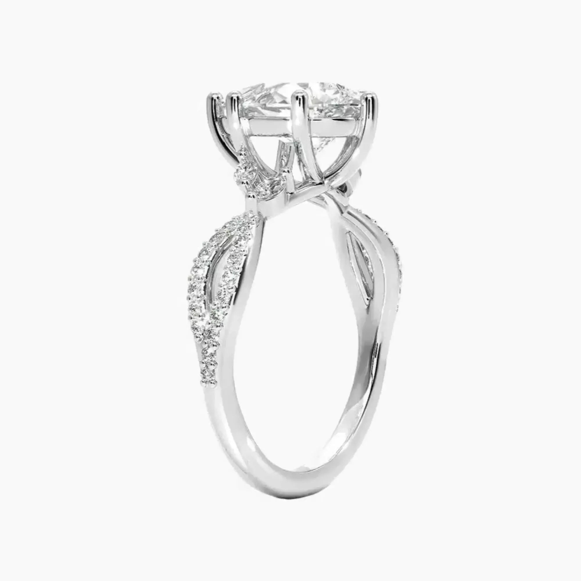Amara Luxe Adorned Pear Designer Diamond Ring Setting in 18K White Gold